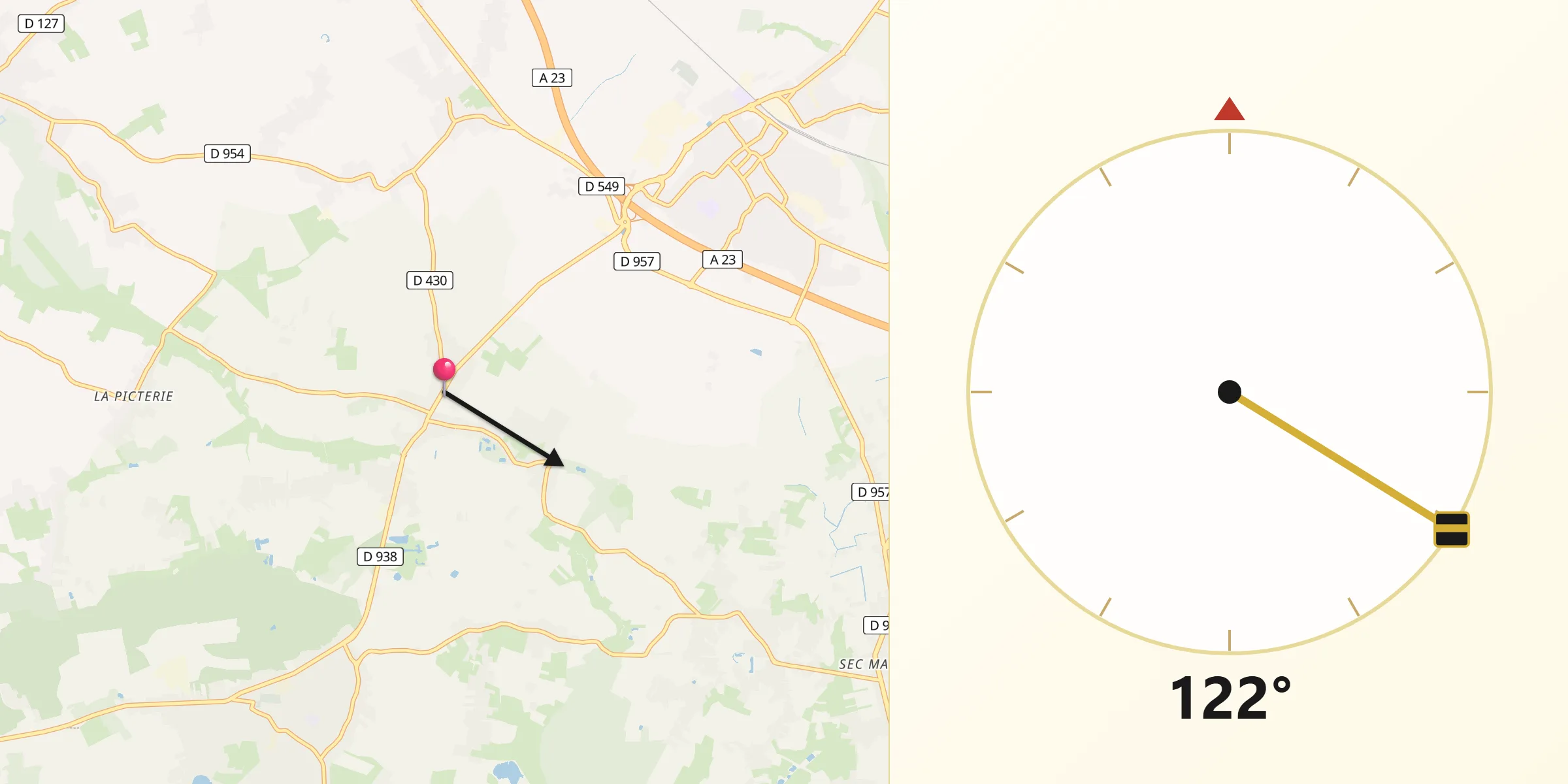 Direction vers la Qibla depuis Coutiches