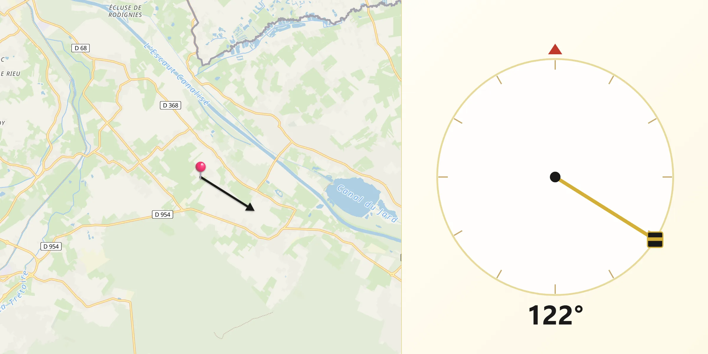 Direction vers la Qibla depuis Bruille-Saint-Amand