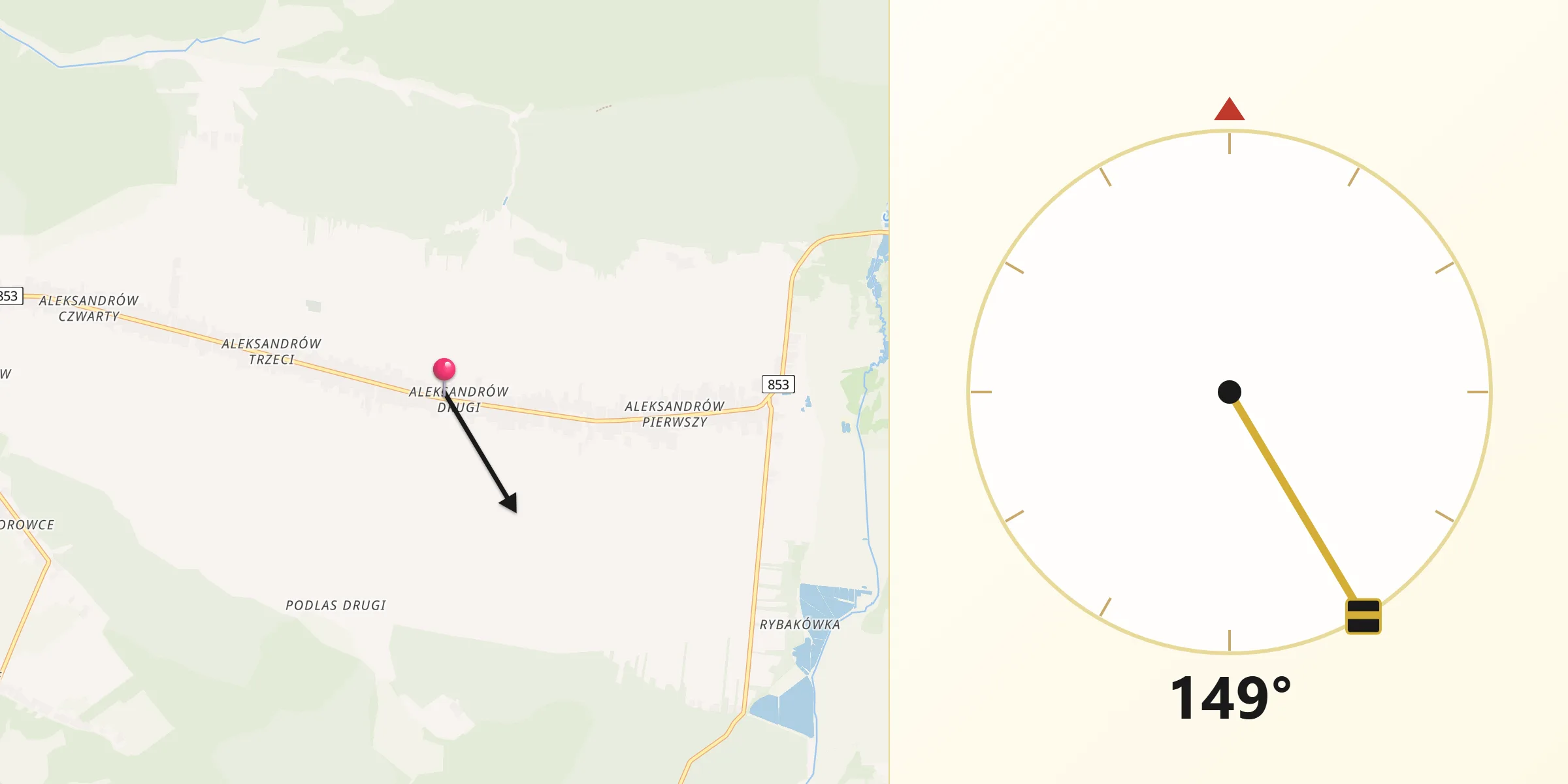 Kierunek Qibla z Aleksandrów