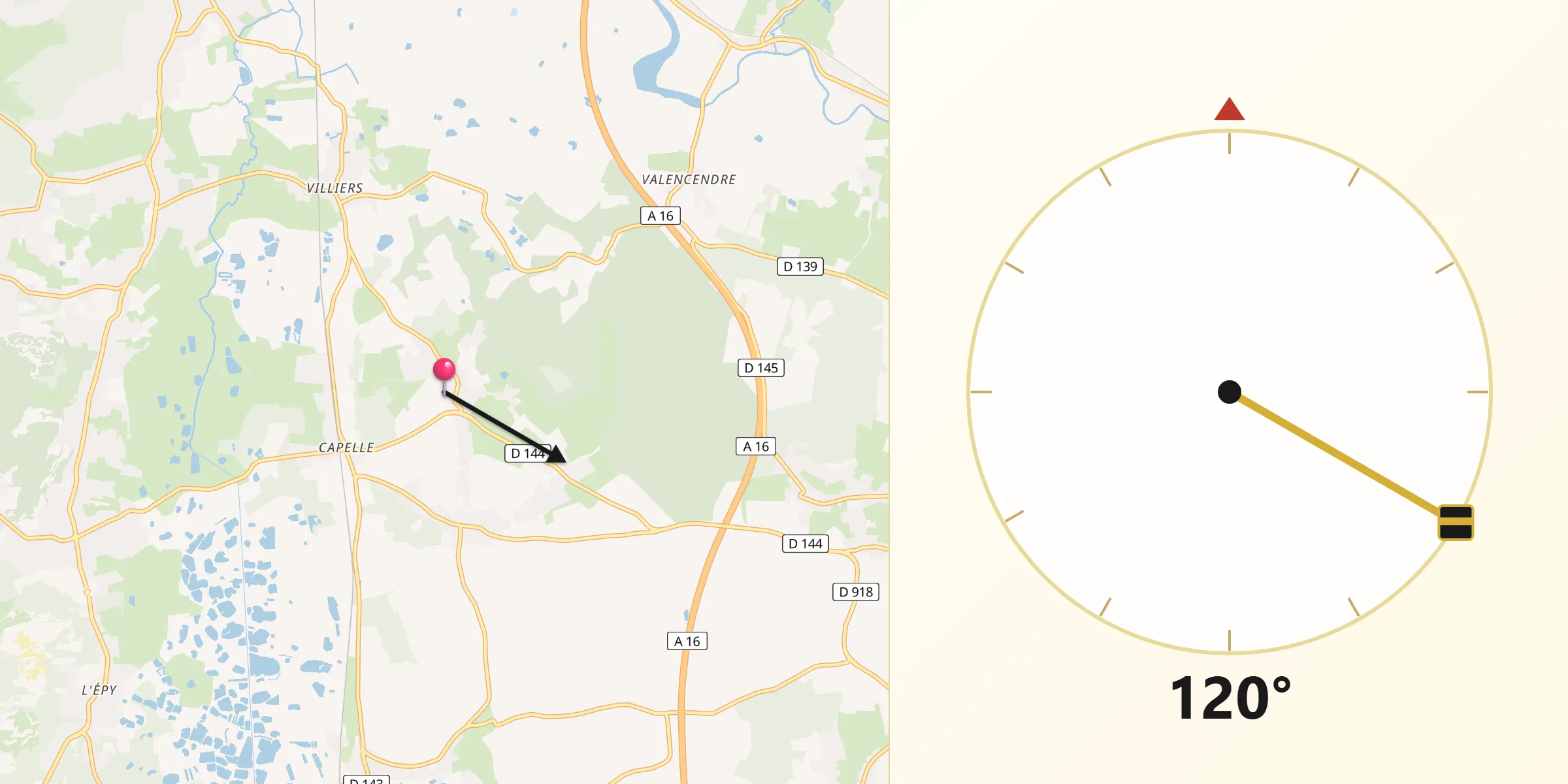 Direction vers la Qibla depuis Saint-Josse