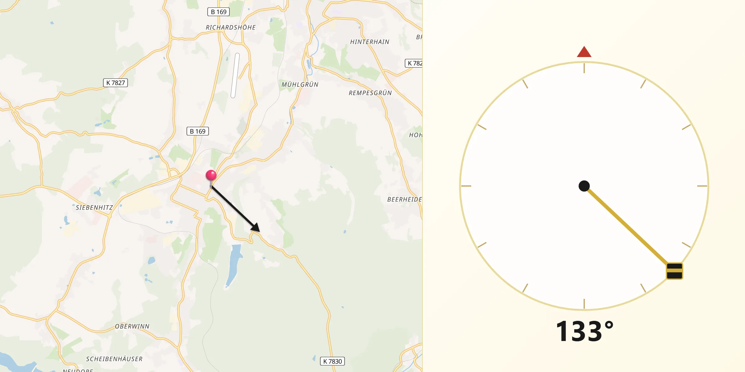 Qibla-Richtung von Falkenstein/Vogtl.