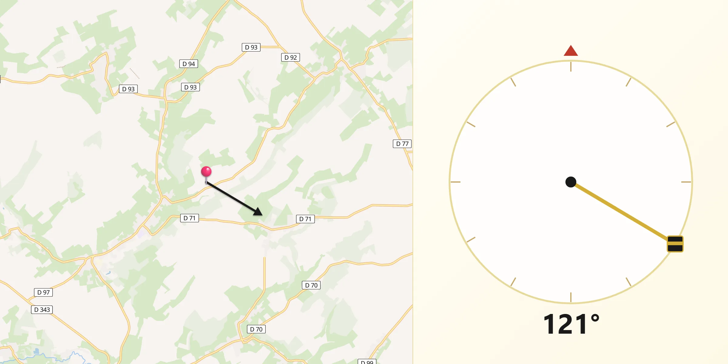 Direction vers la Qibla depuis Pas-de-Calais