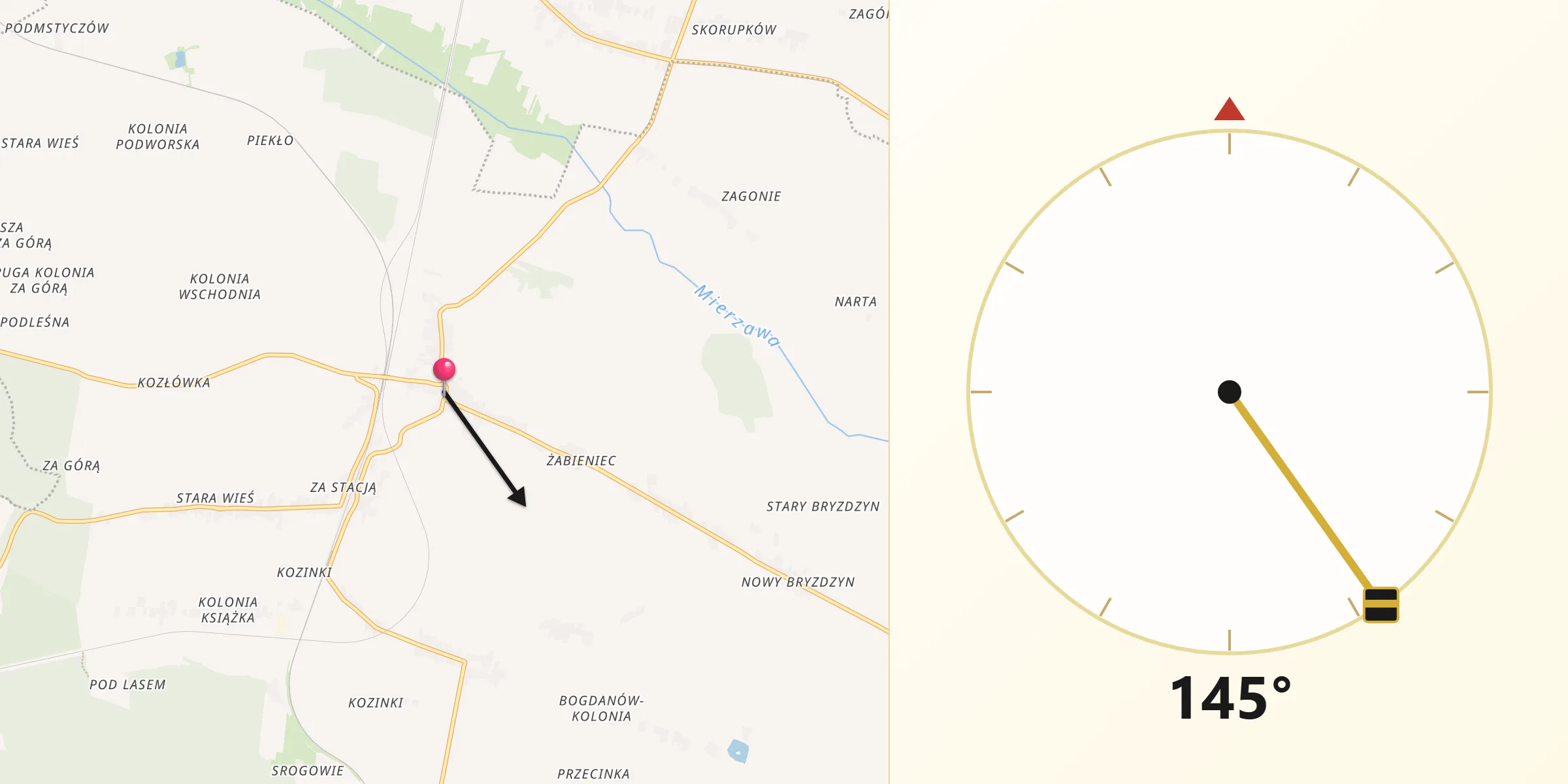 Kierunek Qibla z Kozłów