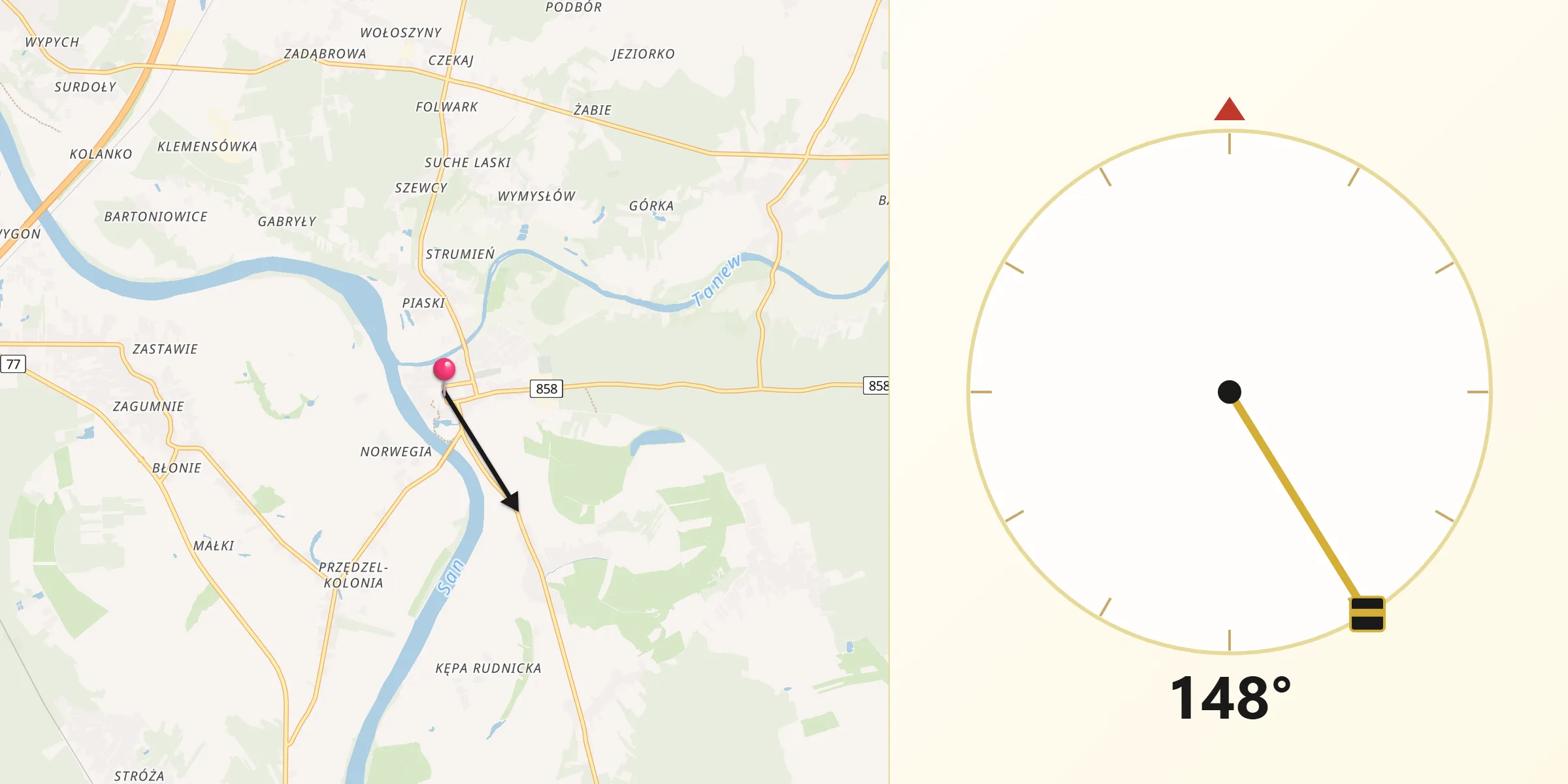 Kierunek Qibla z Ulanów