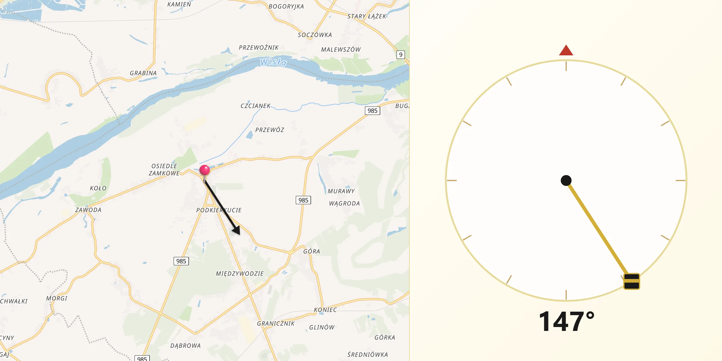 Kierunek Qibla z Baranów Sandomierski