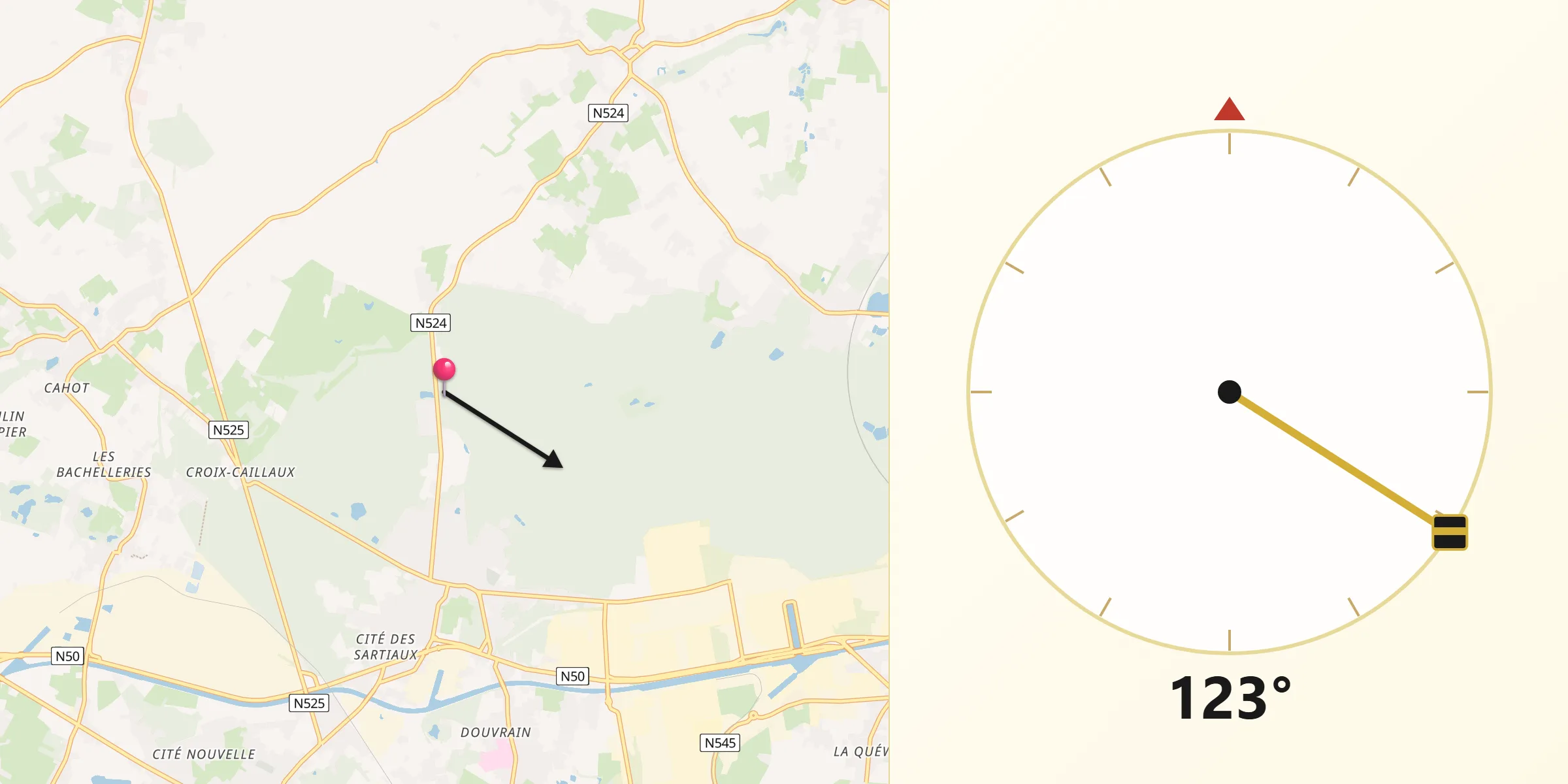 Direction vers la Qibla depuis Province du Hainaut