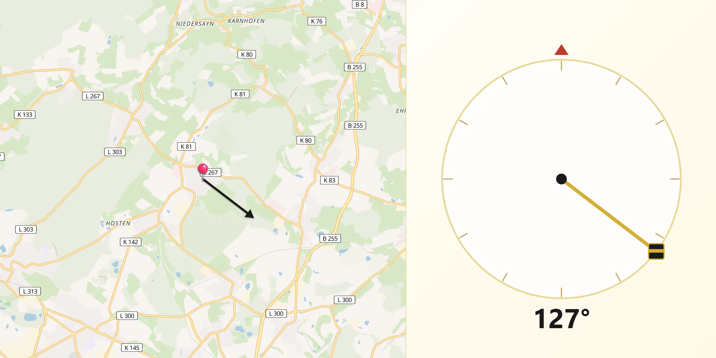 Qibla-Richtung von Ötzingen