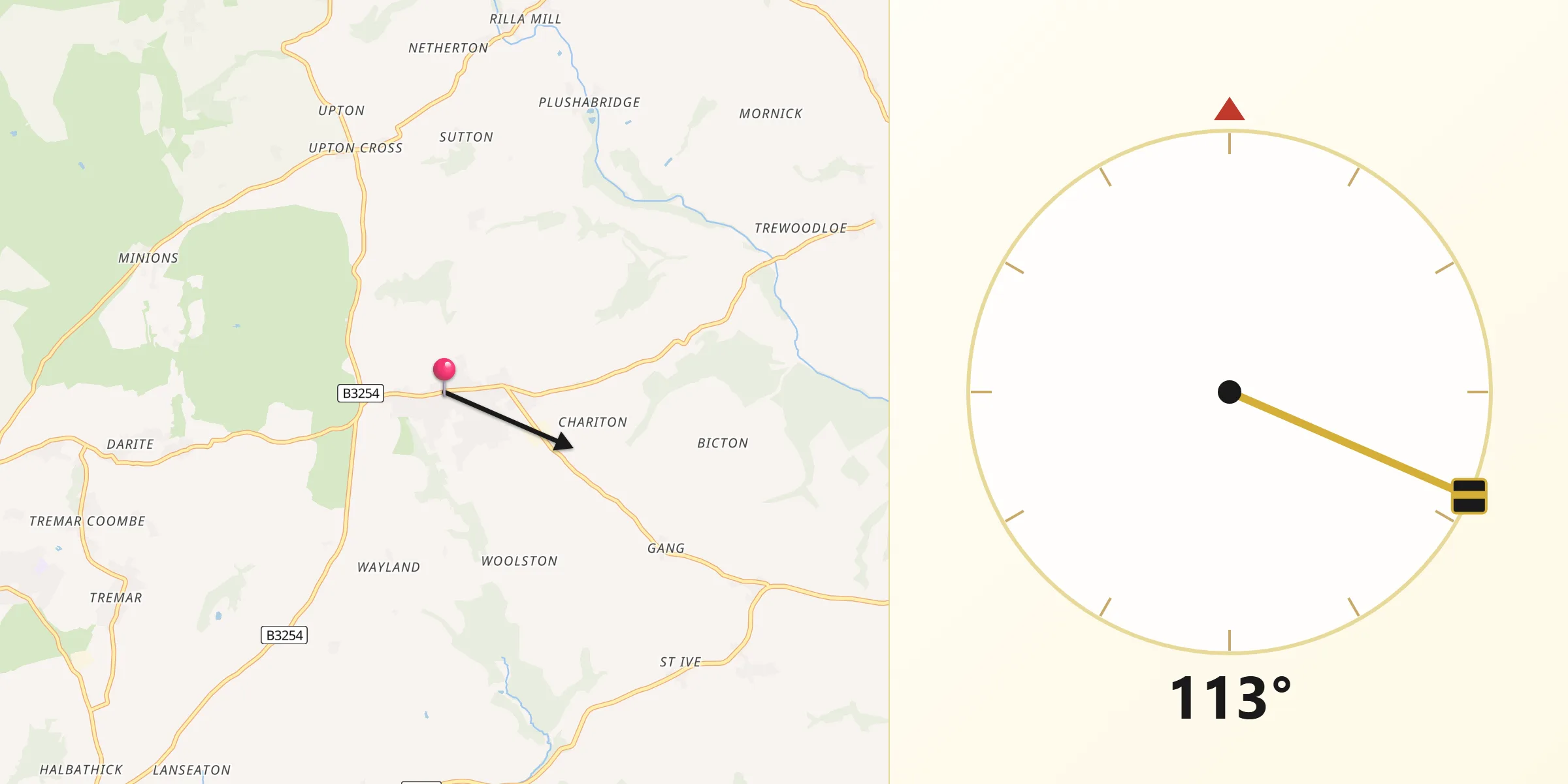Qibla Direction from Pensilva