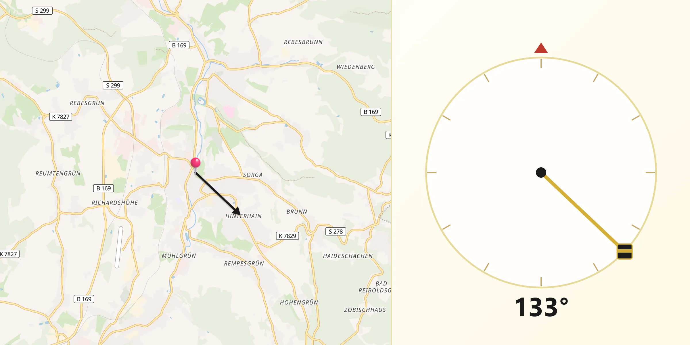 Qibla-Richtung von Auerbach/Vogtl.