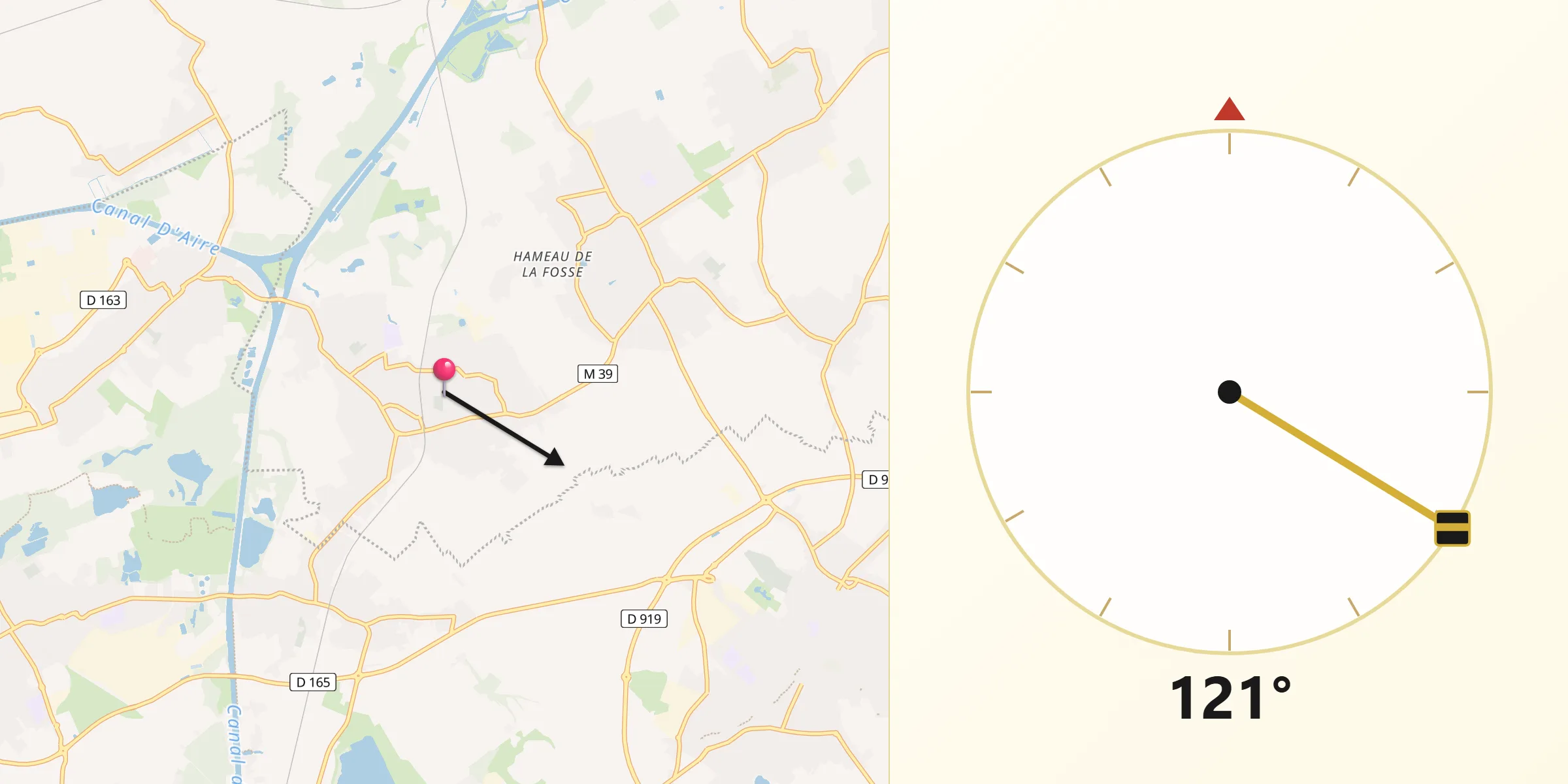 Direction vers la Qibla depuis Provin