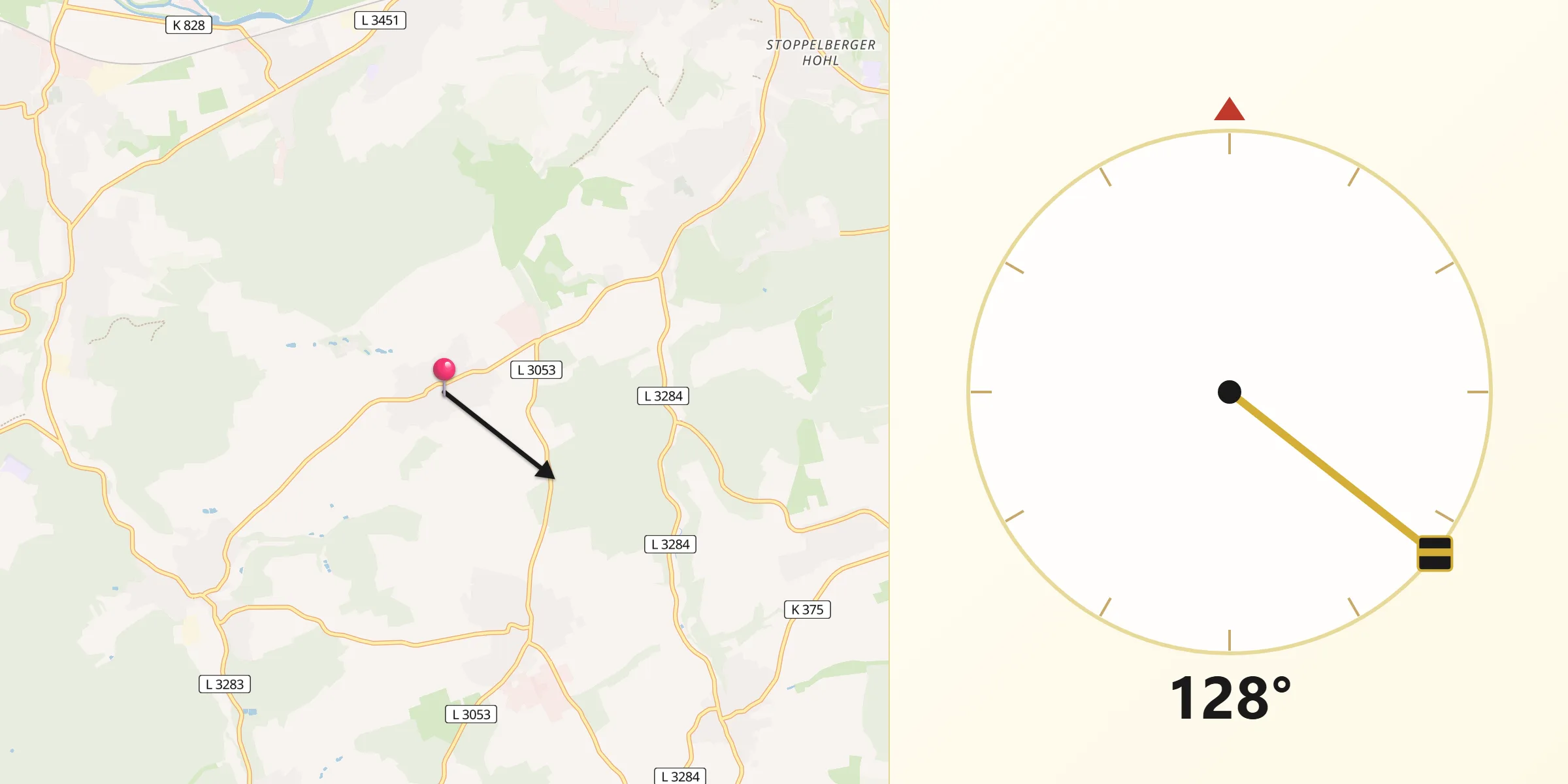 Qibla-Richtung von Laufdorf