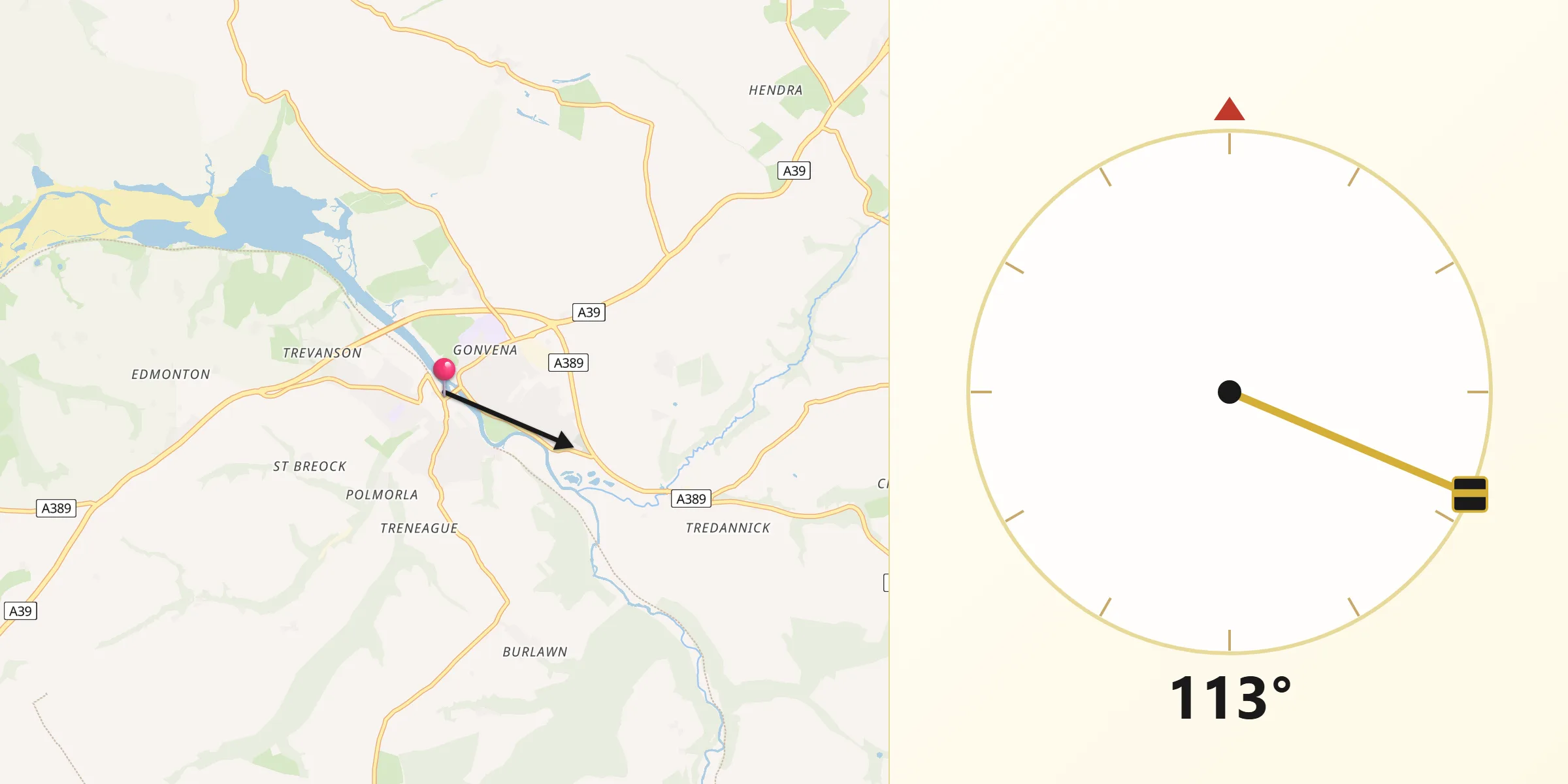 Qibla Direction from Wadebridge