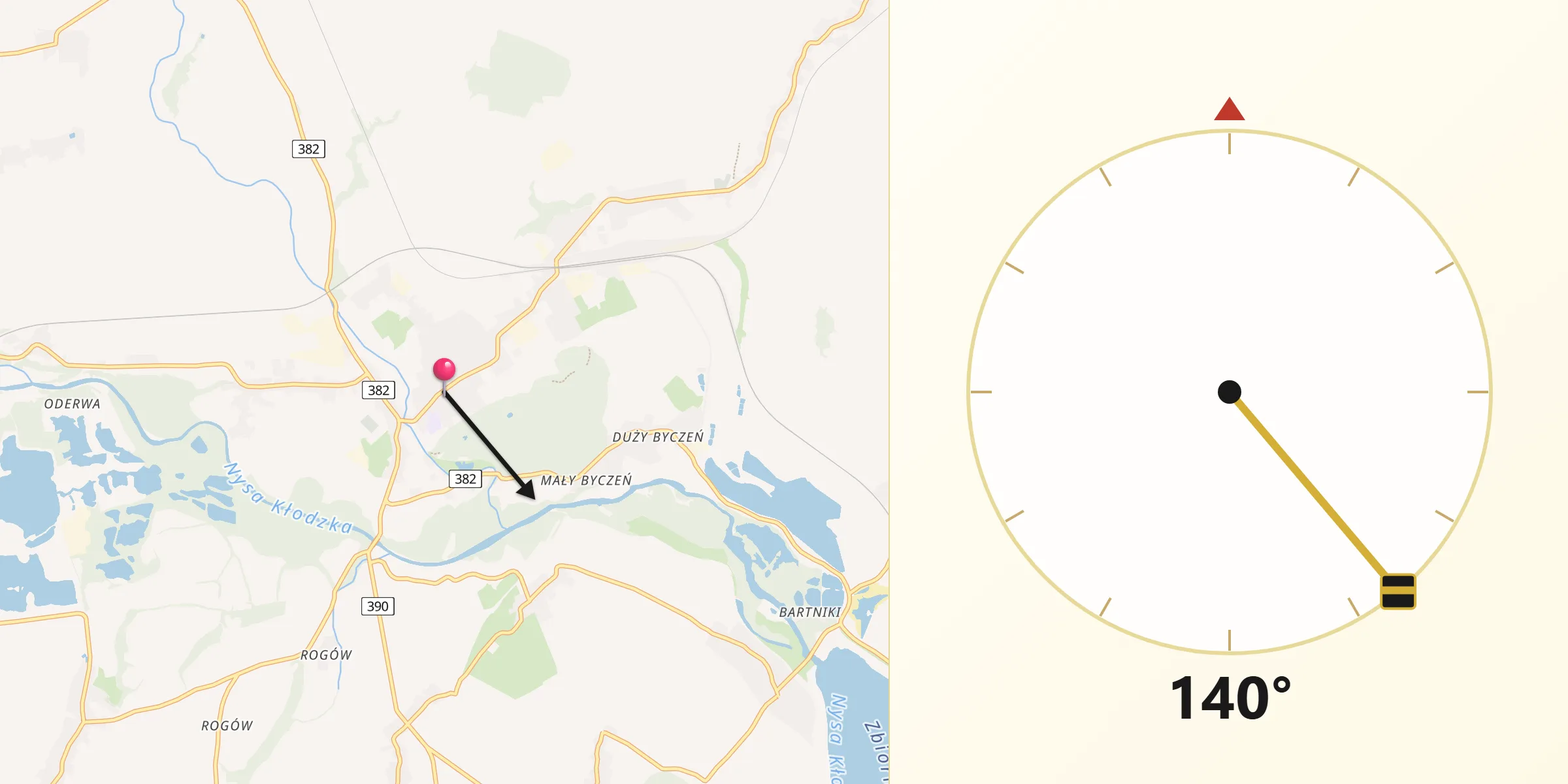 Kierunek Qibla z Kamieniec Ząbkowicki
