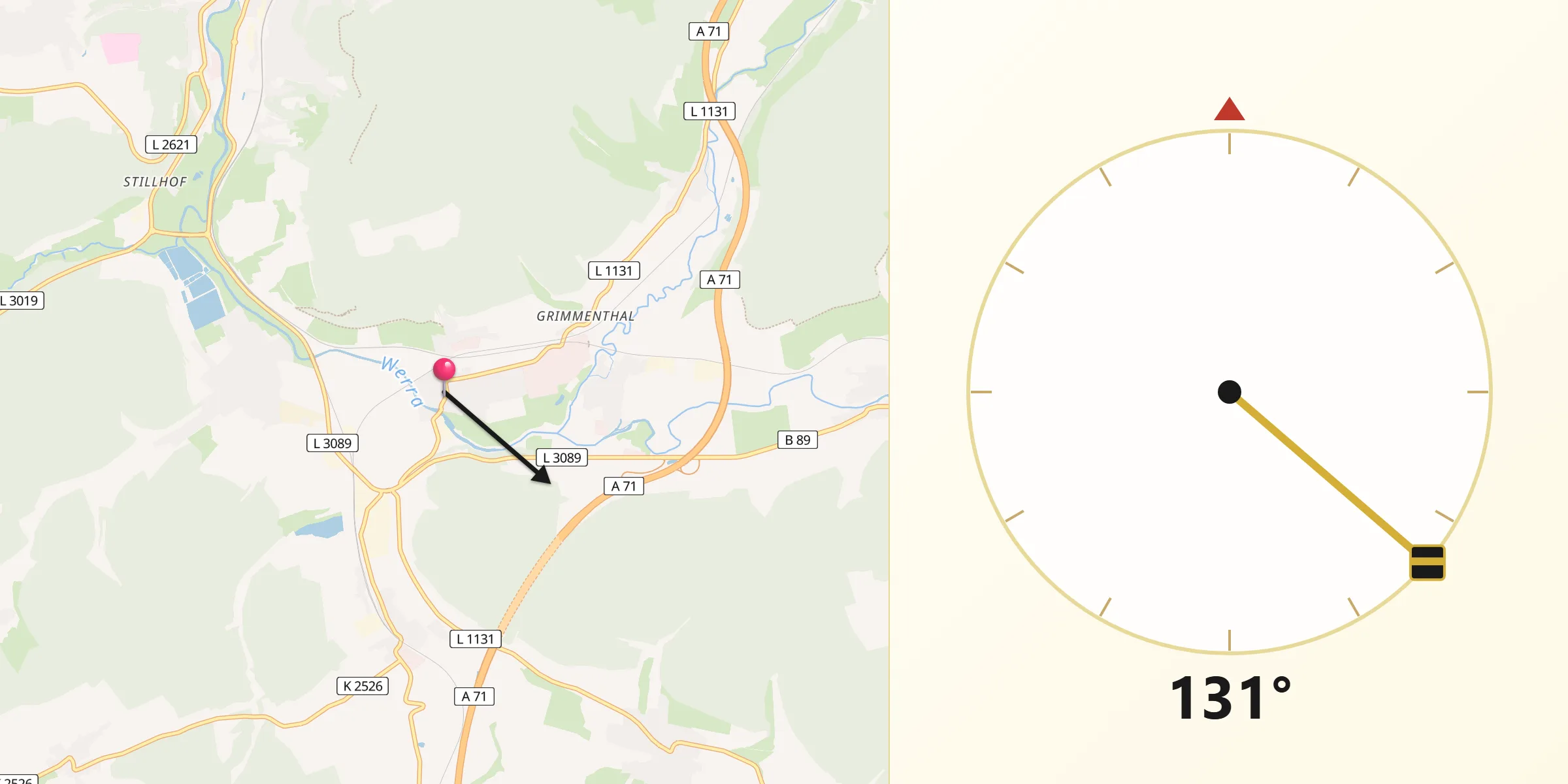 Qibla-Richtung von Obermaßfeld-Grimmenthal