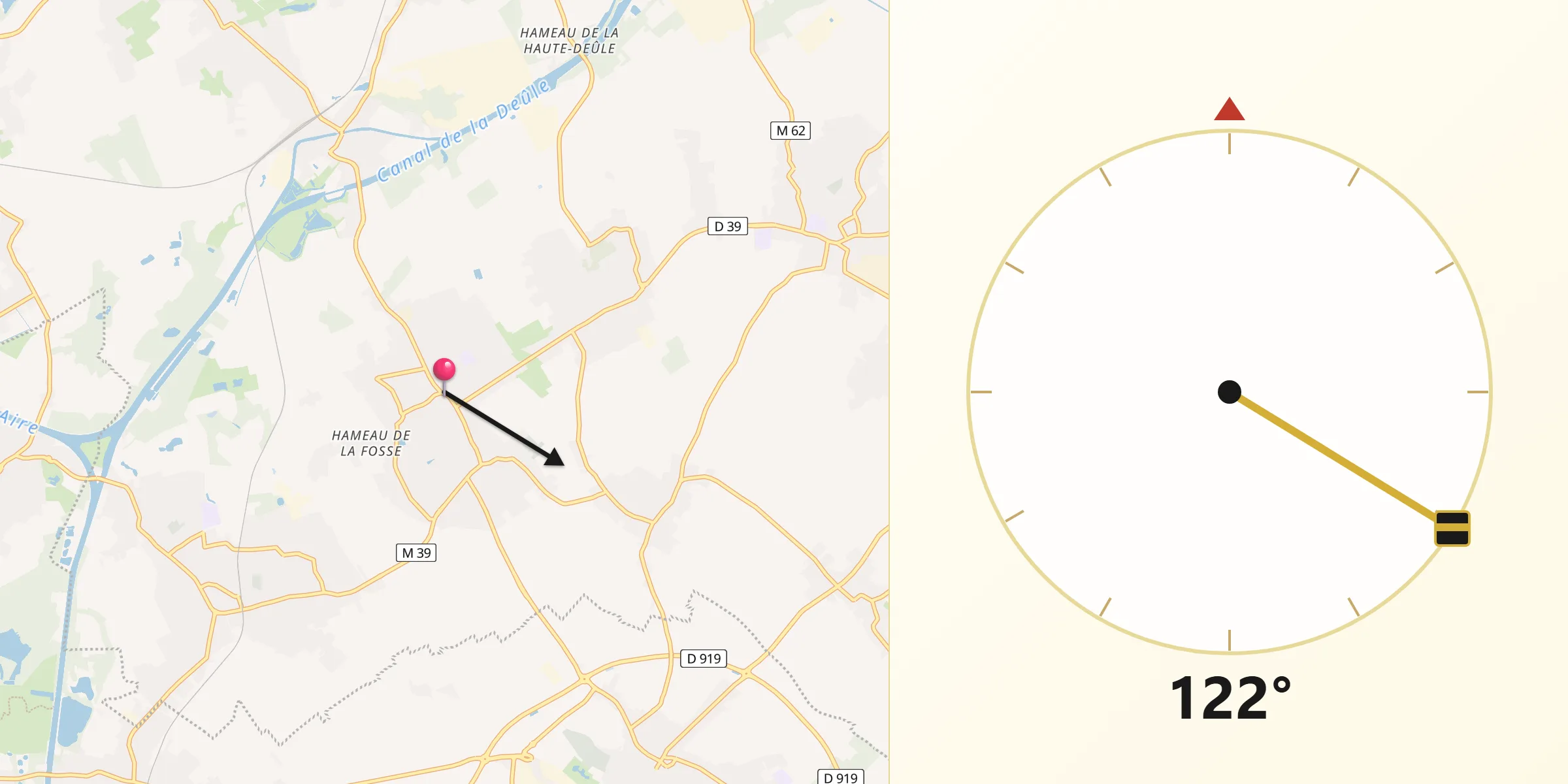 Direction vers la Qibla depuis Annoeullin