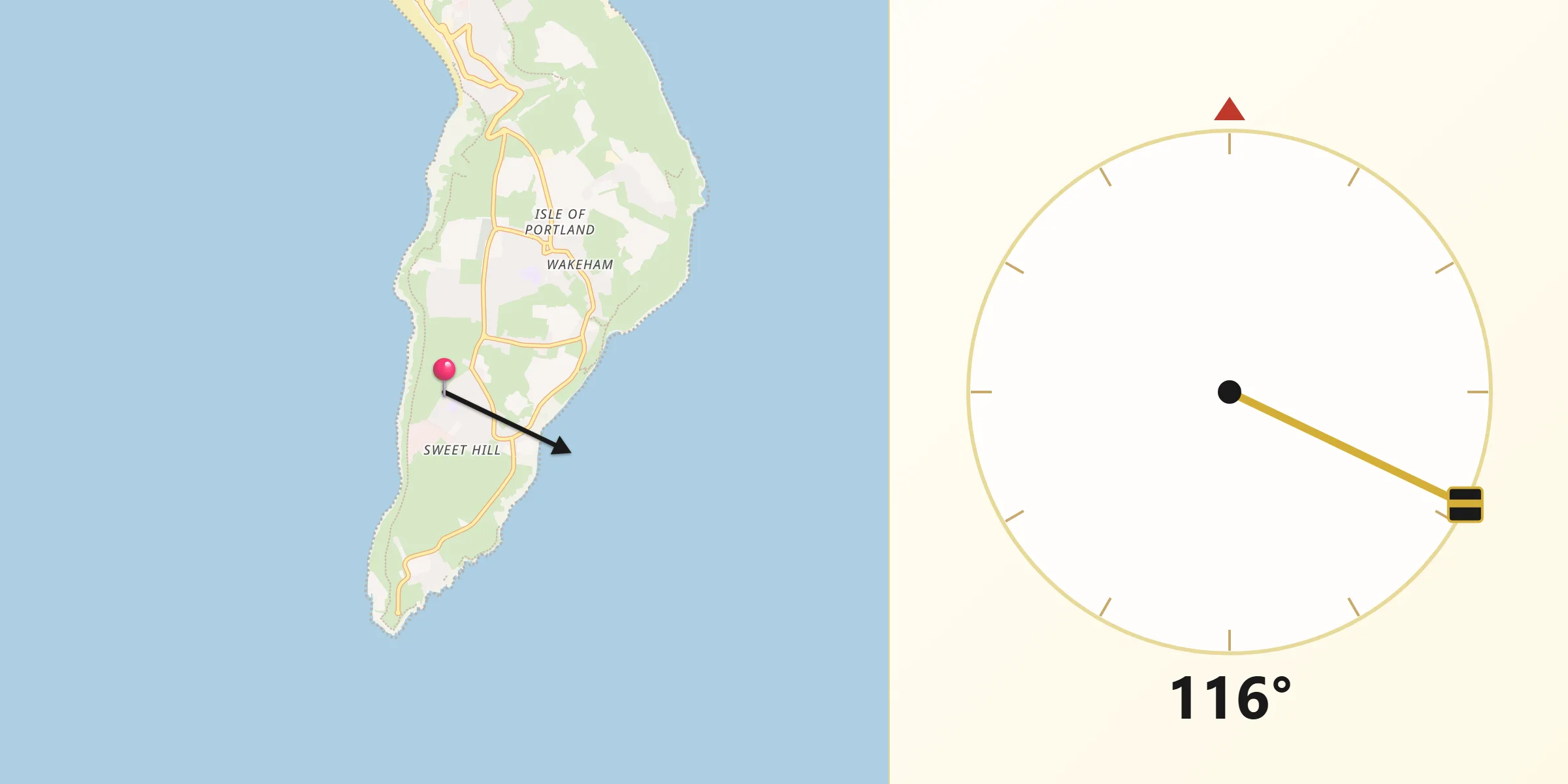 Qibla Direction from Easton