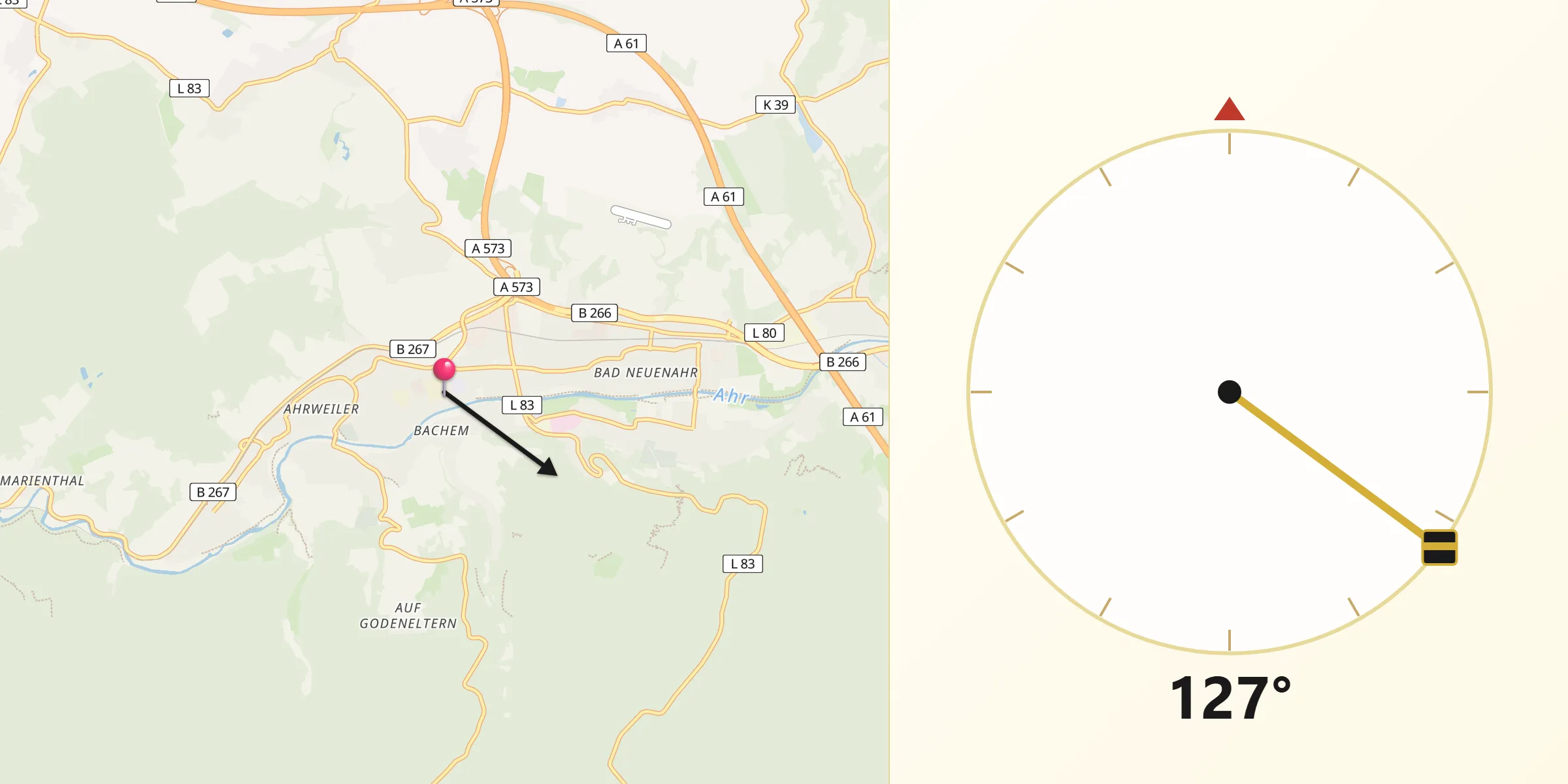 Qibla-Richtung von Bad Neuenahr-Ahrweiler