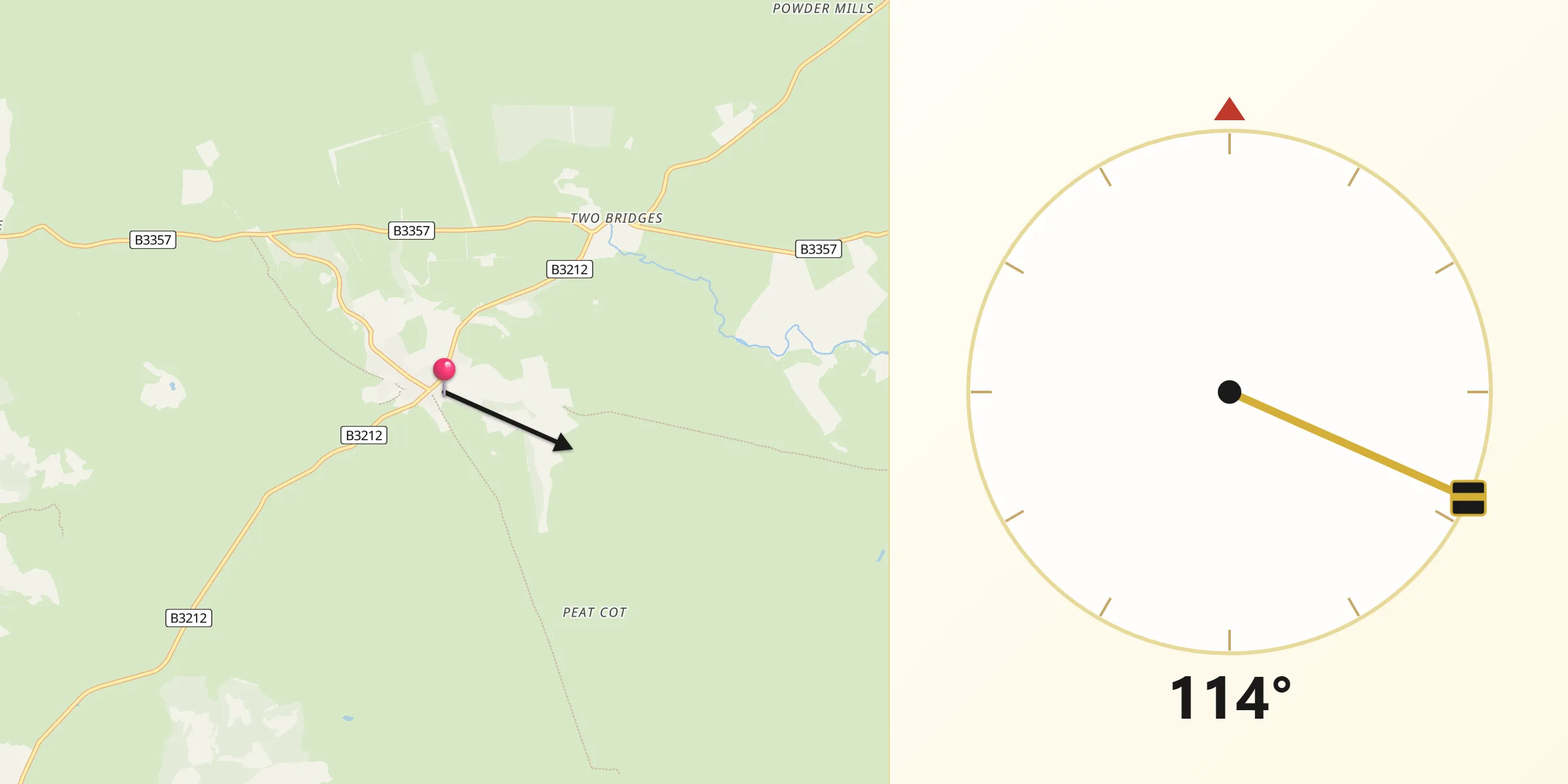 Qibla Direction from Princetown