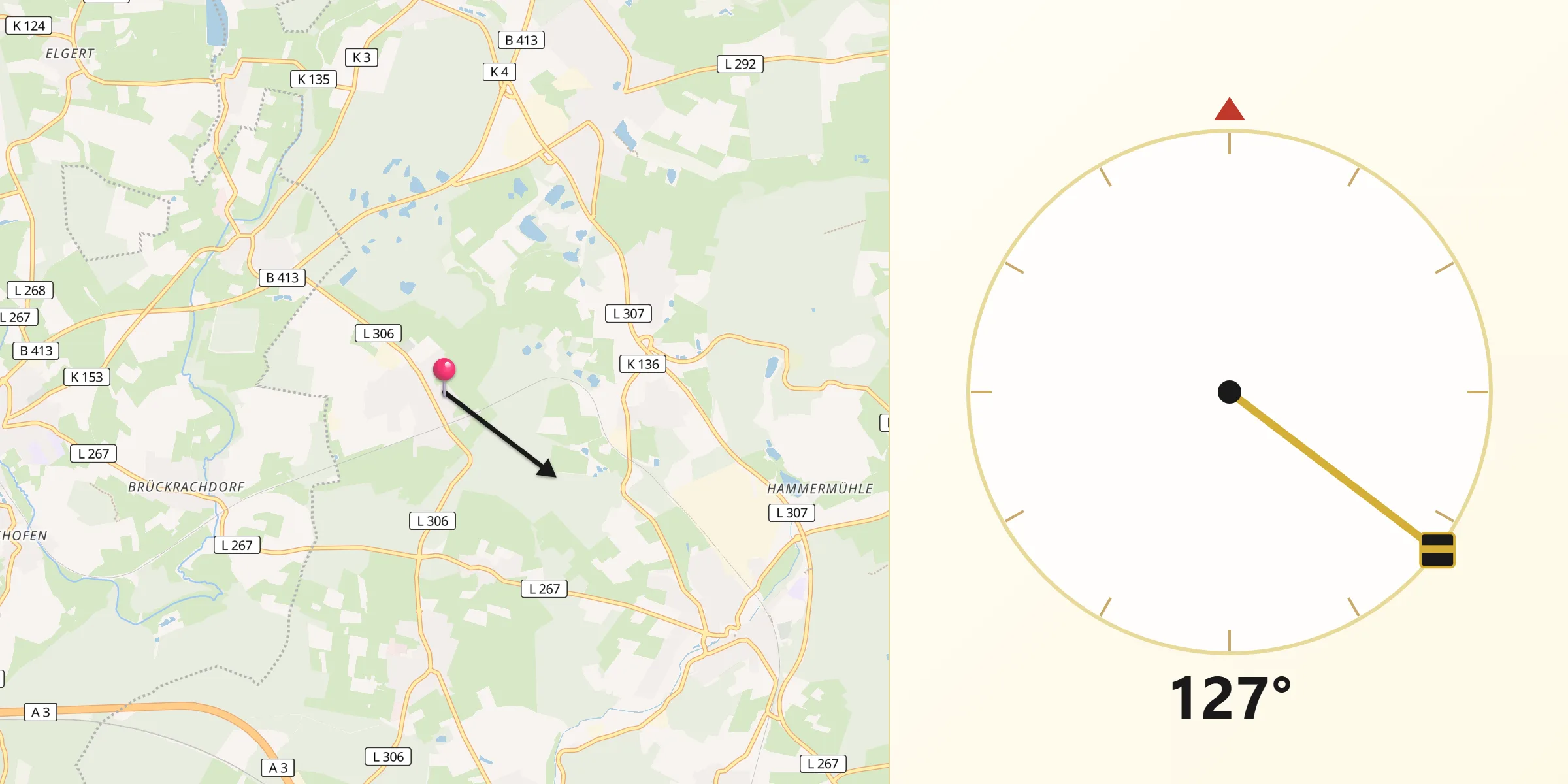 Qibla-Richtung von Marienrachdorf