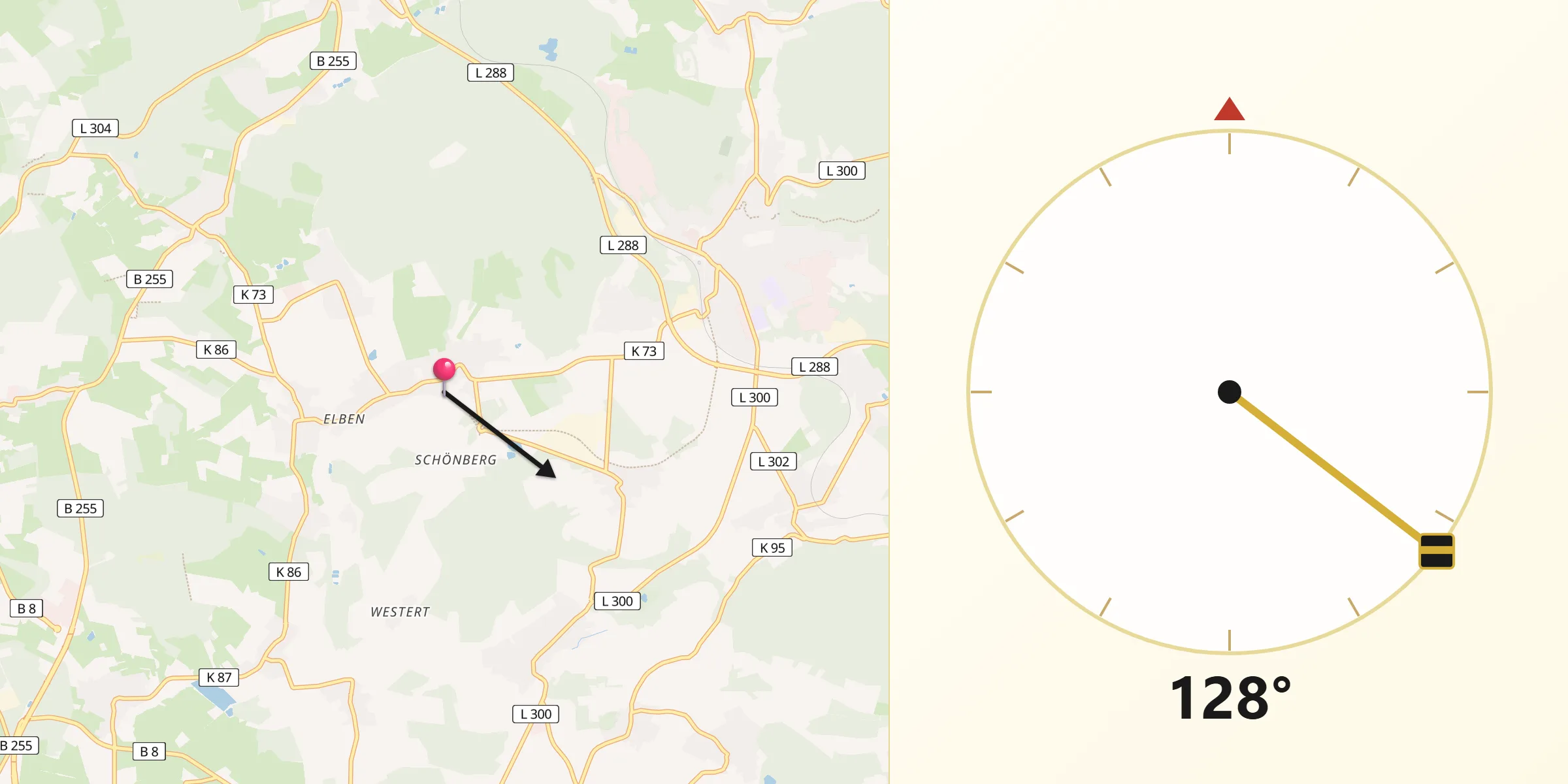 Qibla-Richtung von Kölbingen