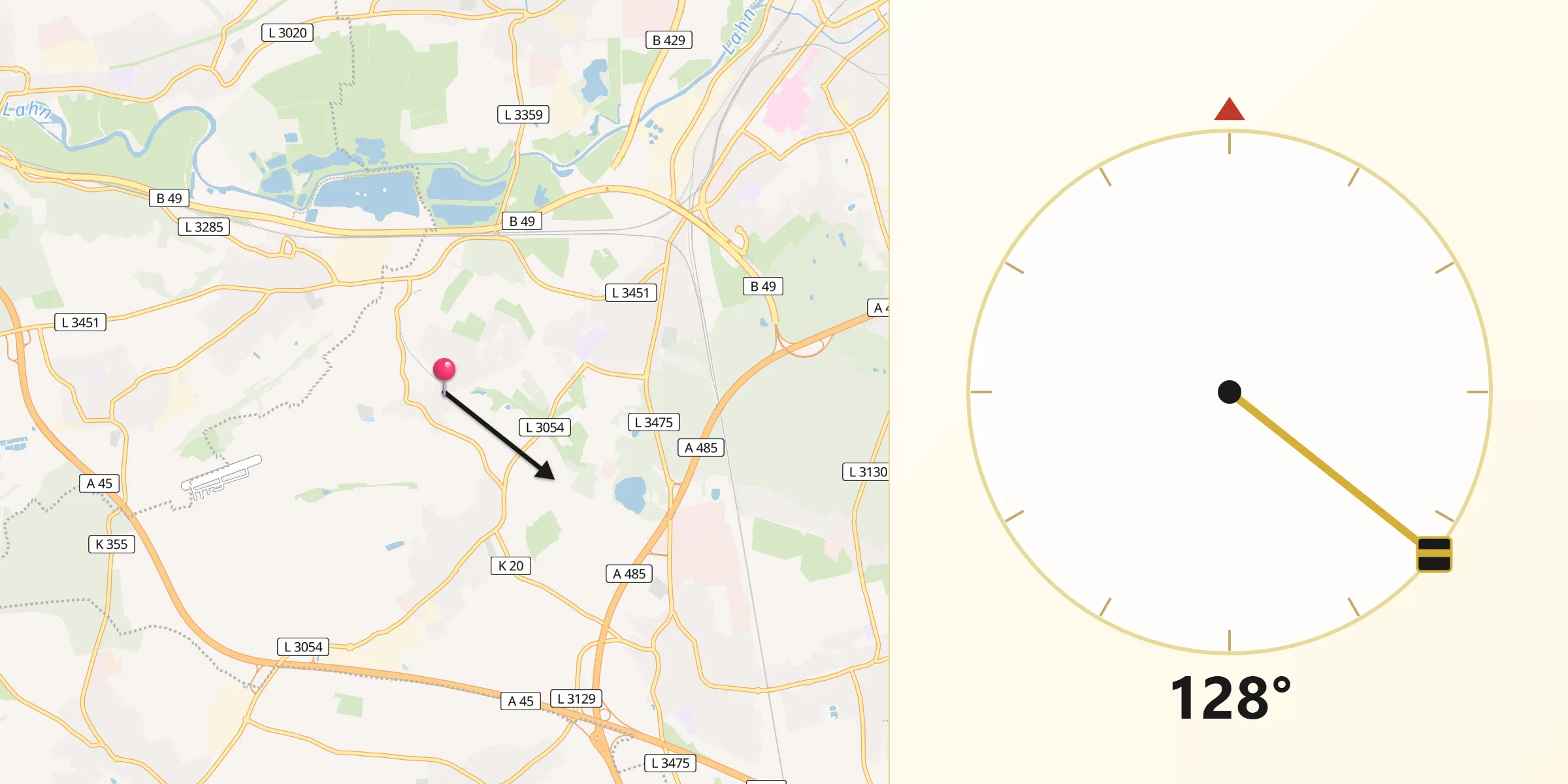 Qibla-Richtung von Allendorf an der Lahn