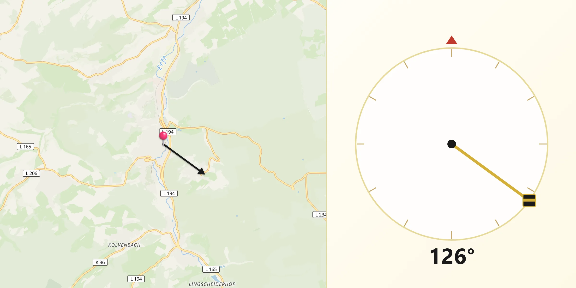 Qibla-Richtung von Bad Münstereifel