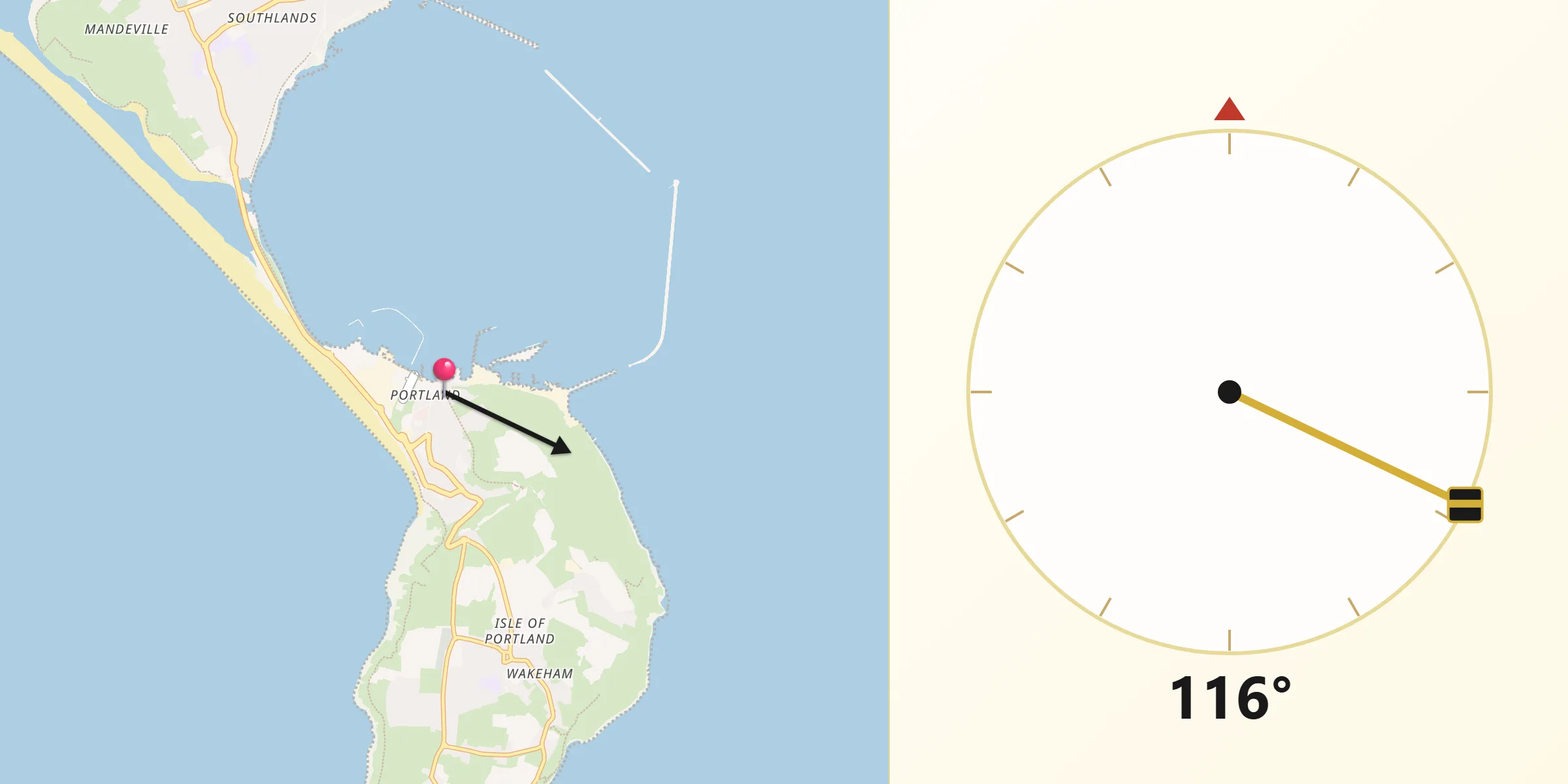 Qibla Direction from Portland