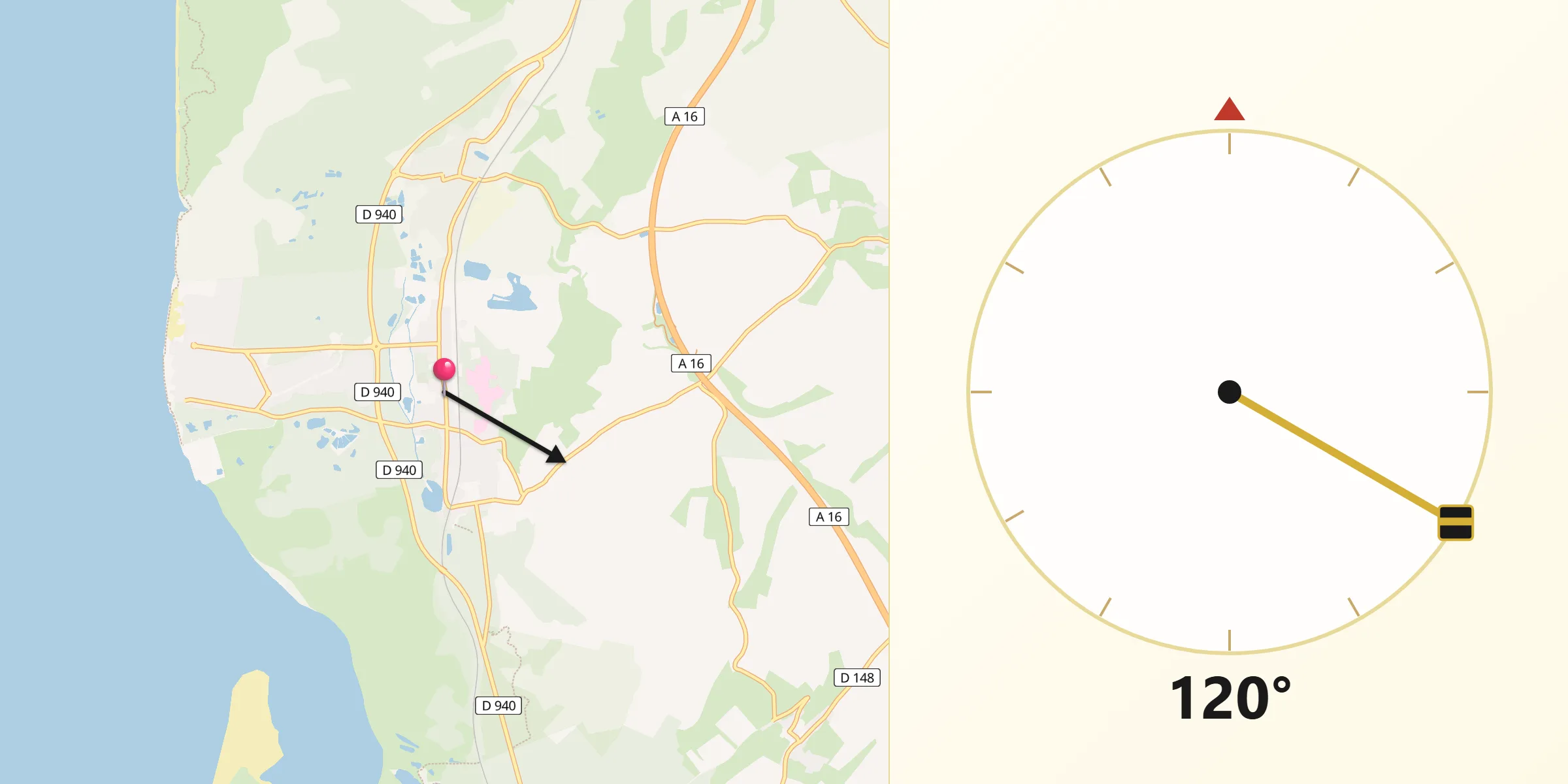 Direction vers la Qibla depuis Camiers