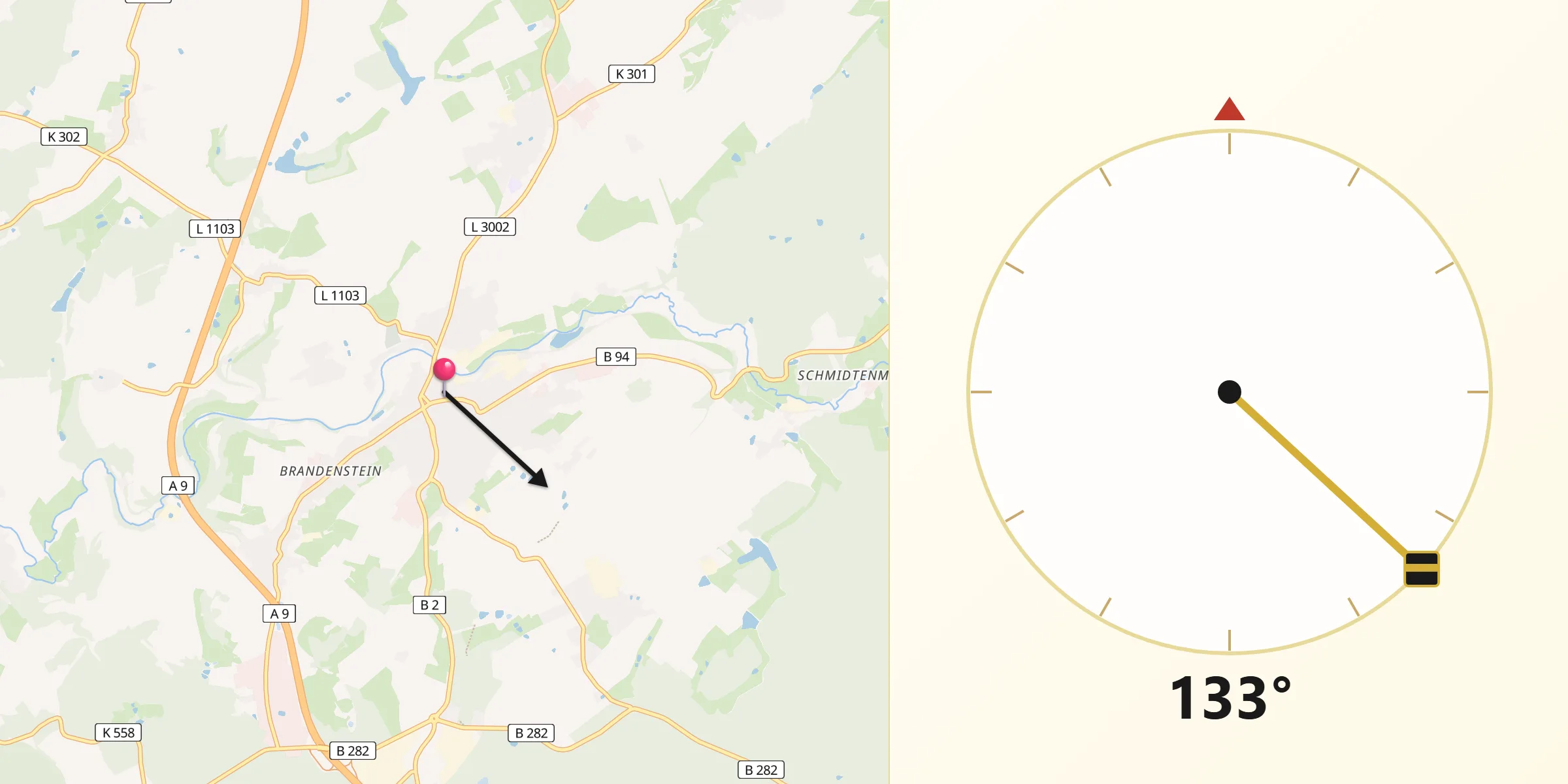 Qibla-Richtung von Schleiz