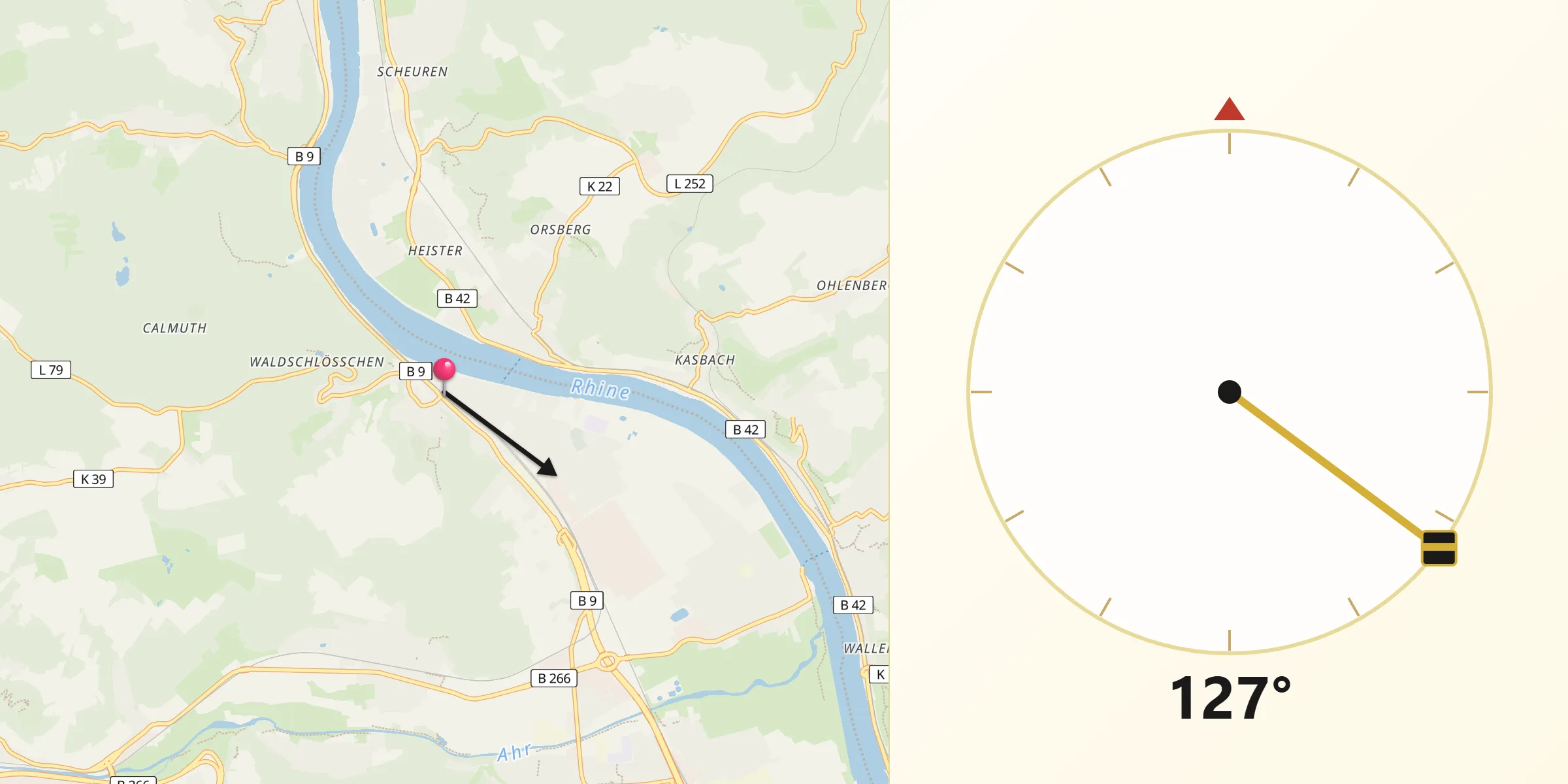 Qibla-Richtung von Remagen