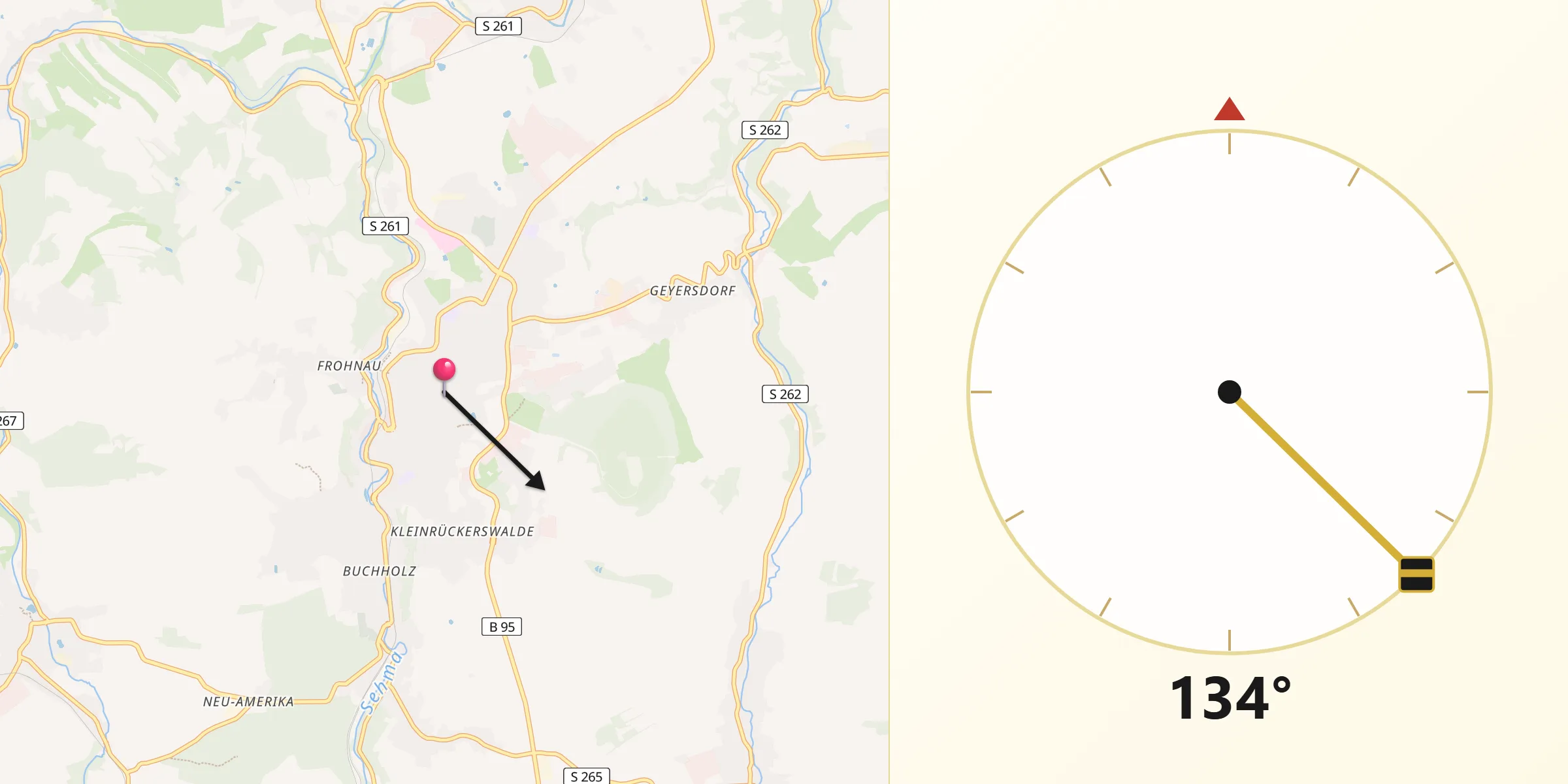 Qibla-Richtung von Annaberg-Buchholz