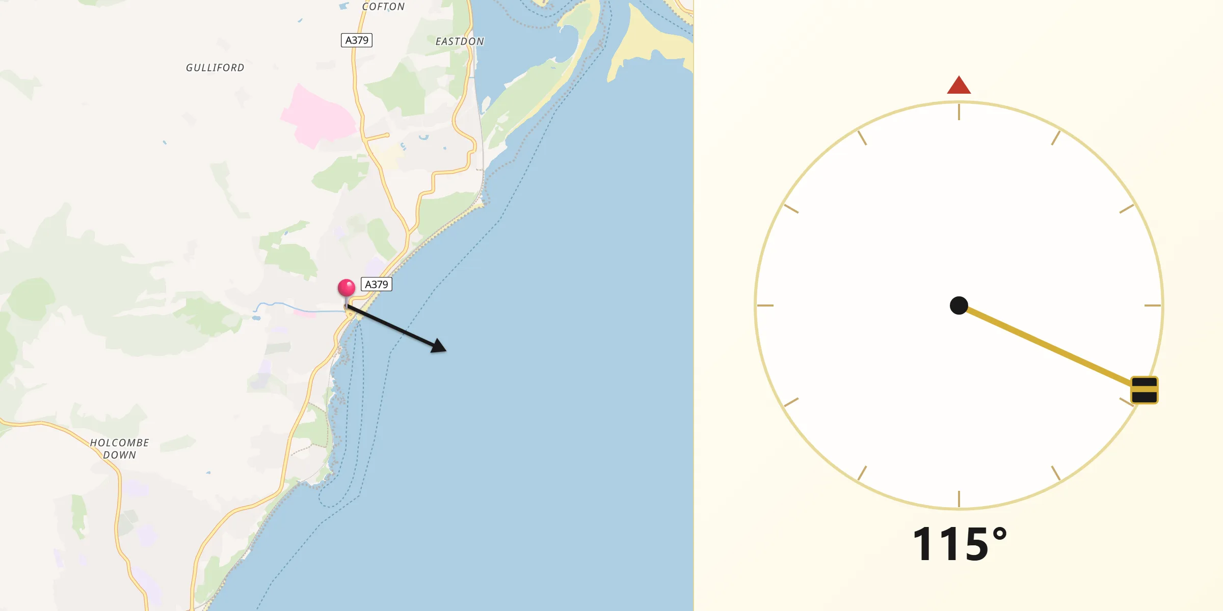 Qibla Direction from Dawlish