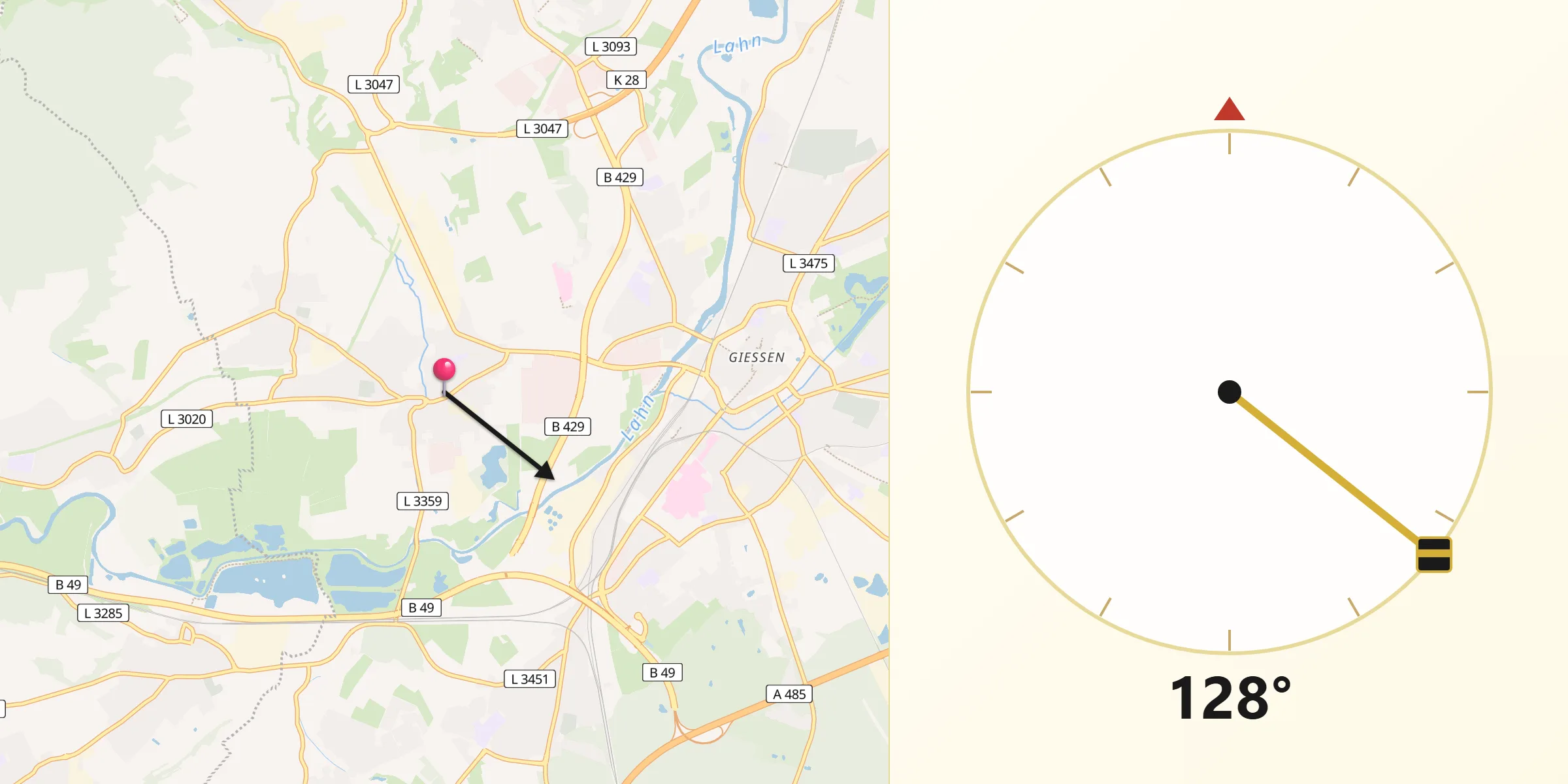 Qibla-Richtung von Heuchelheim