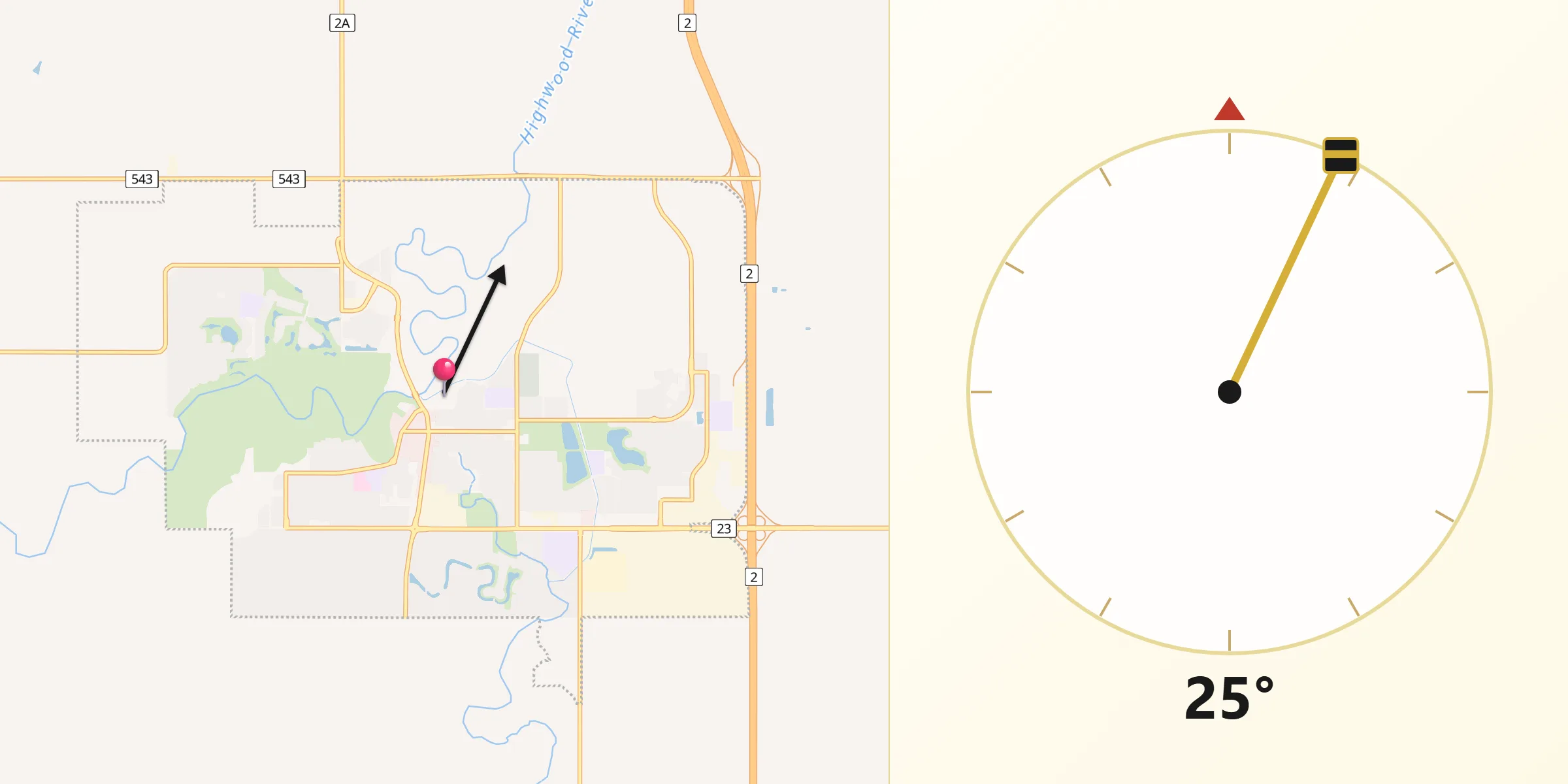 Qibla Direction from High River