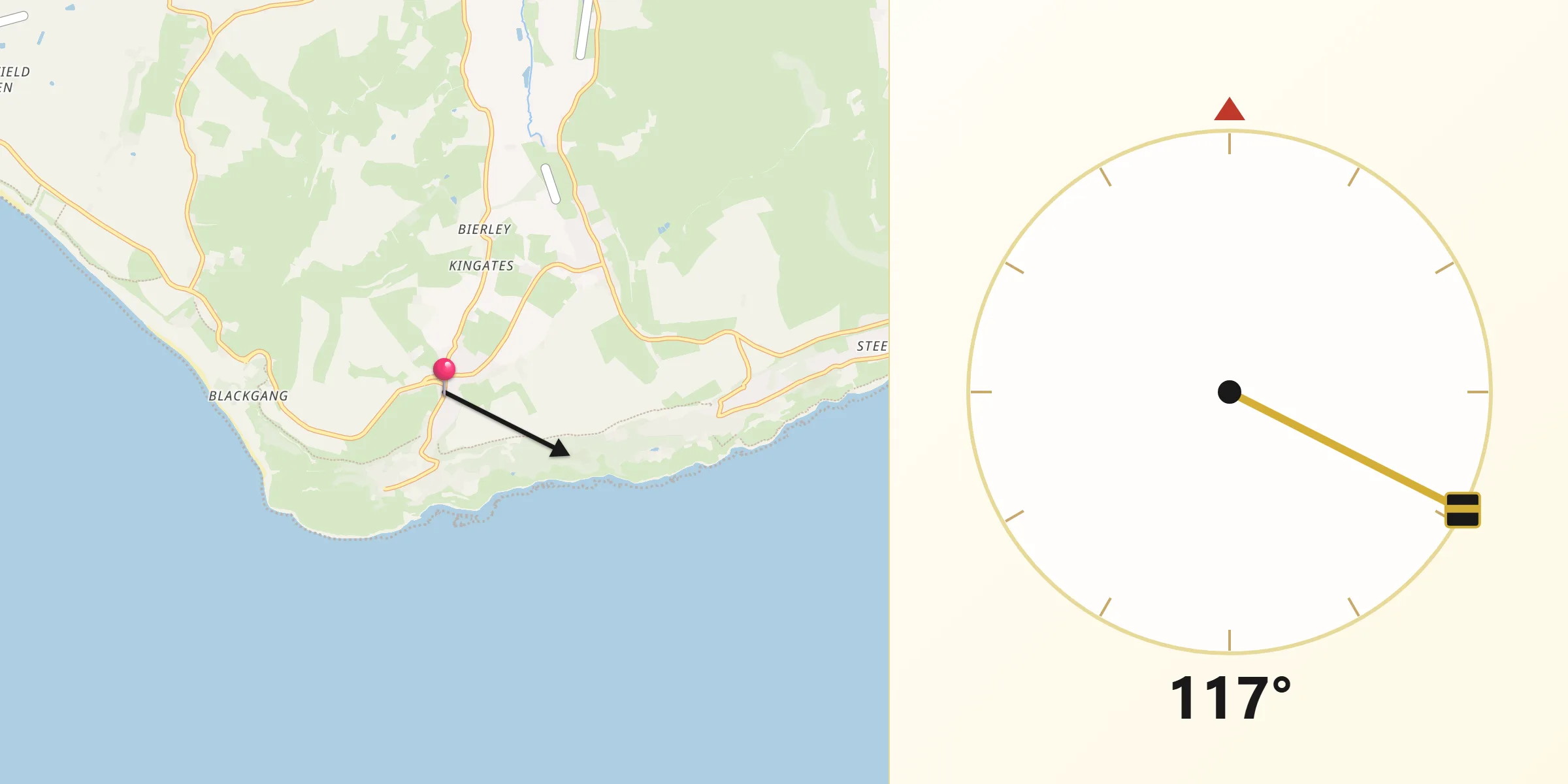 Qibla Direction from Niton