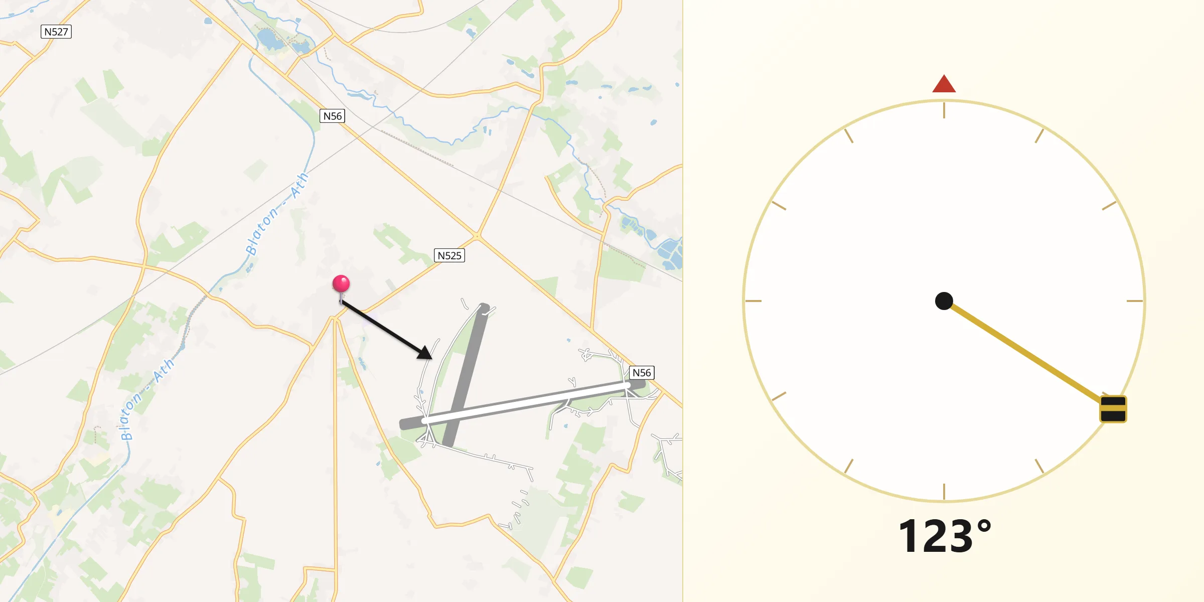 Direction vers la Qibla depuis Chièvres