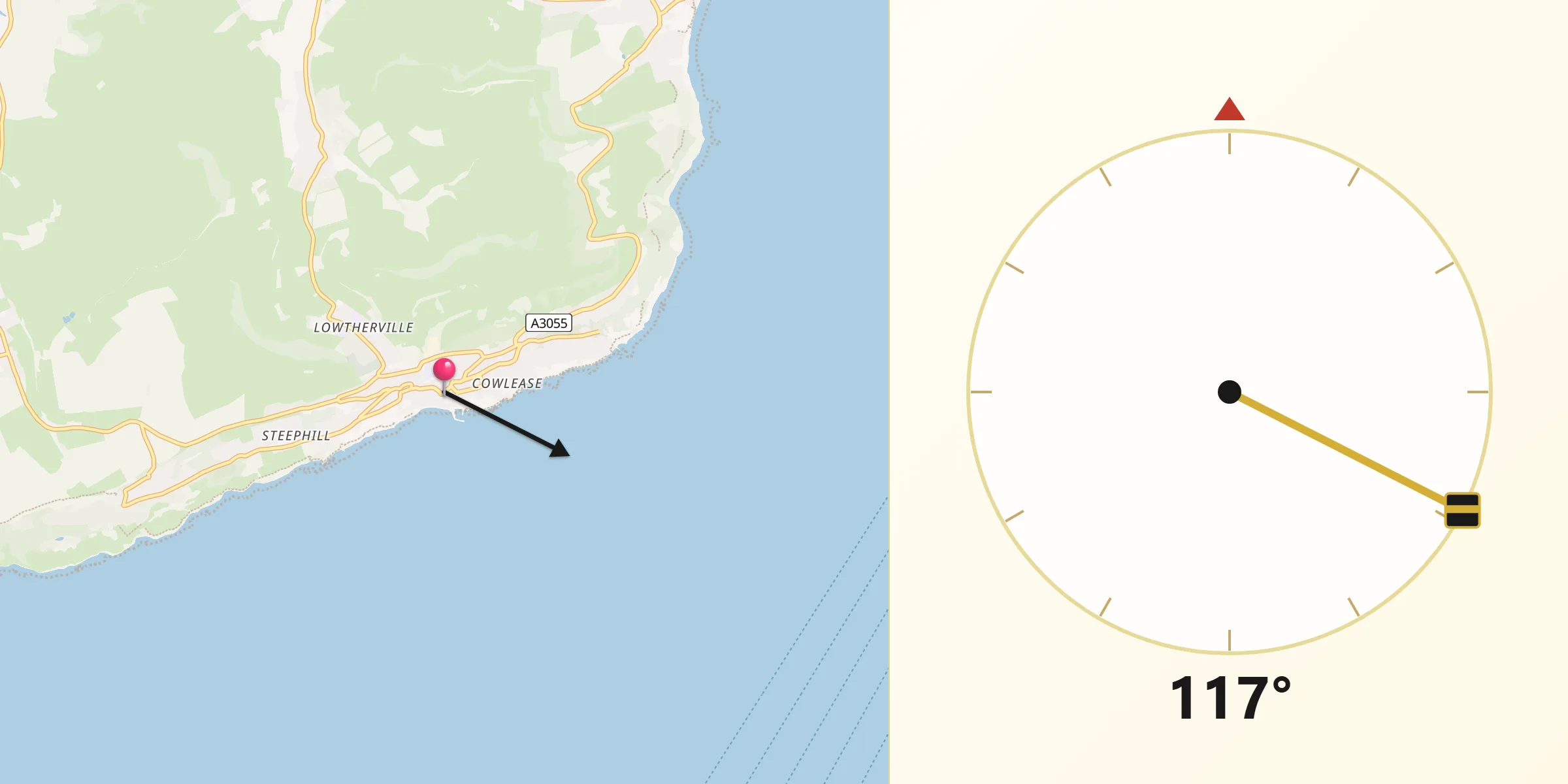 Qibla Direction from Ventnor