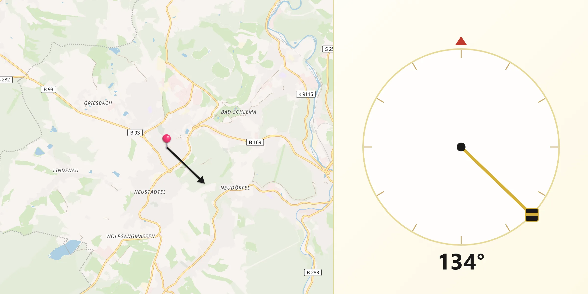 Qibla-Richtung von Schneeberg