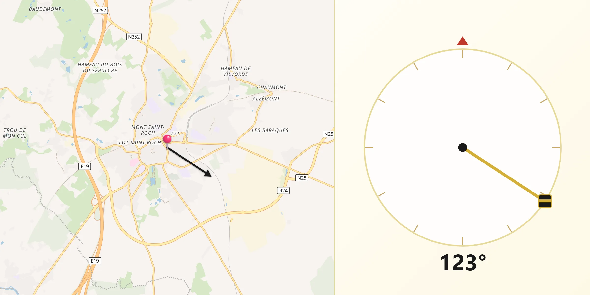 Qibla Richting vanaf Nijvel