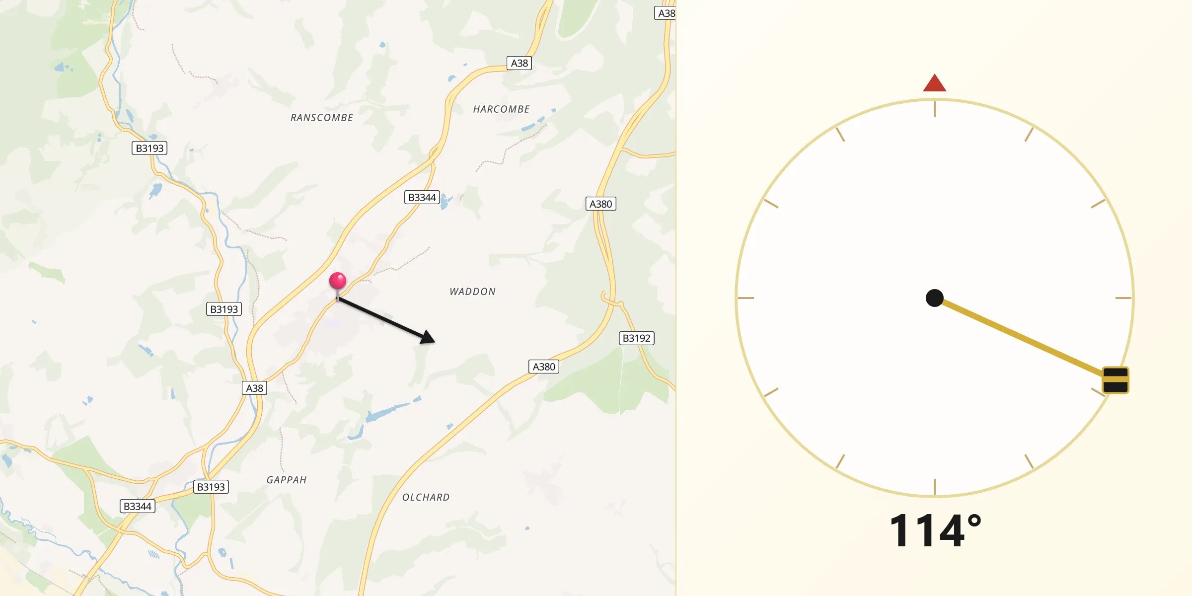 Qibla Direction from Chudleigh