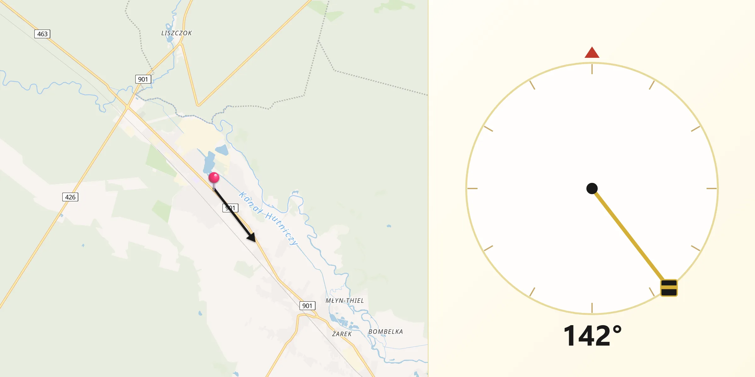 Kierunek Qibla z Zawadzkie
