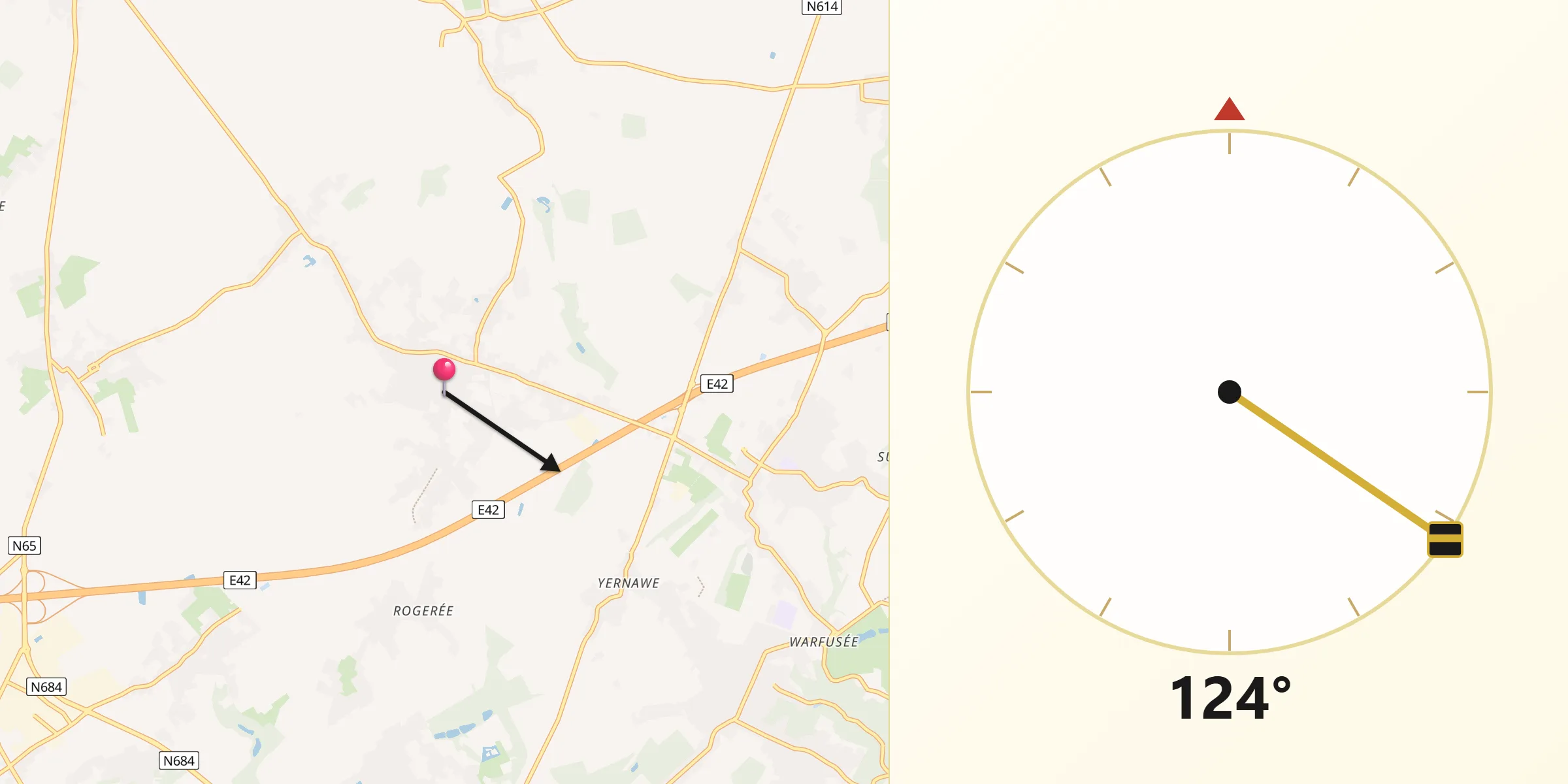 Direction vers la Qibla depuis Verlaine