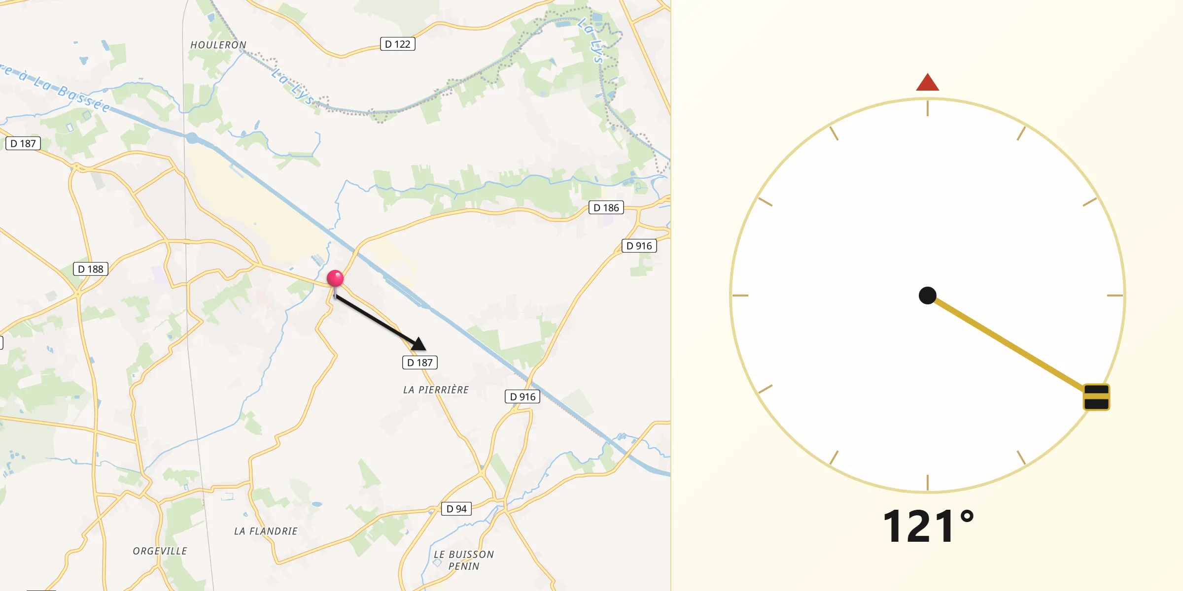 Direction vers la Qibla depuis Guarbecque