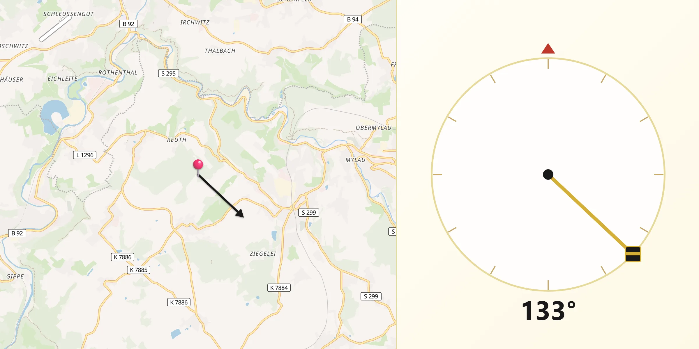 Qibla-Richtung von Reuth