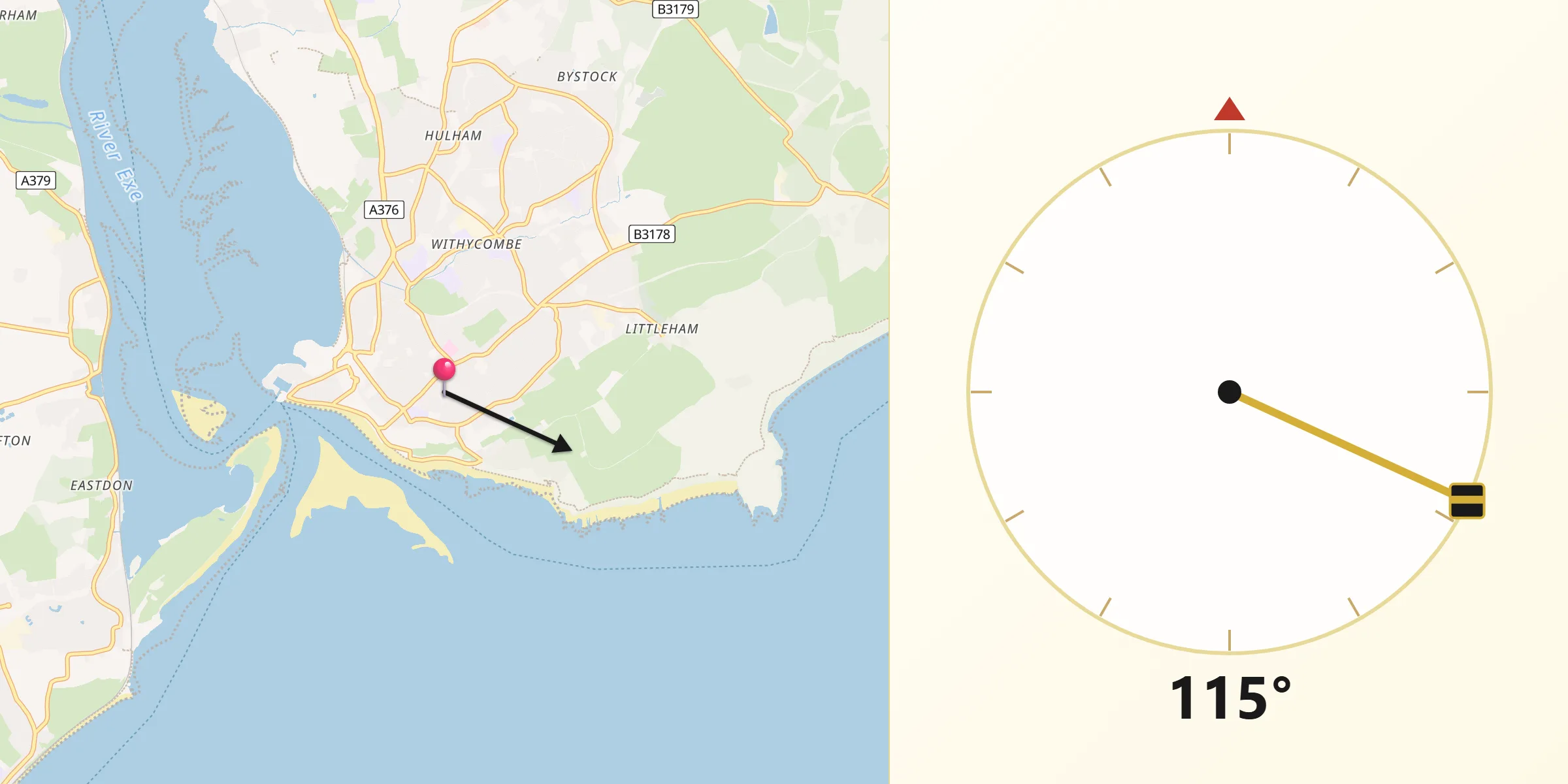 Qibla Direction from Exmouth