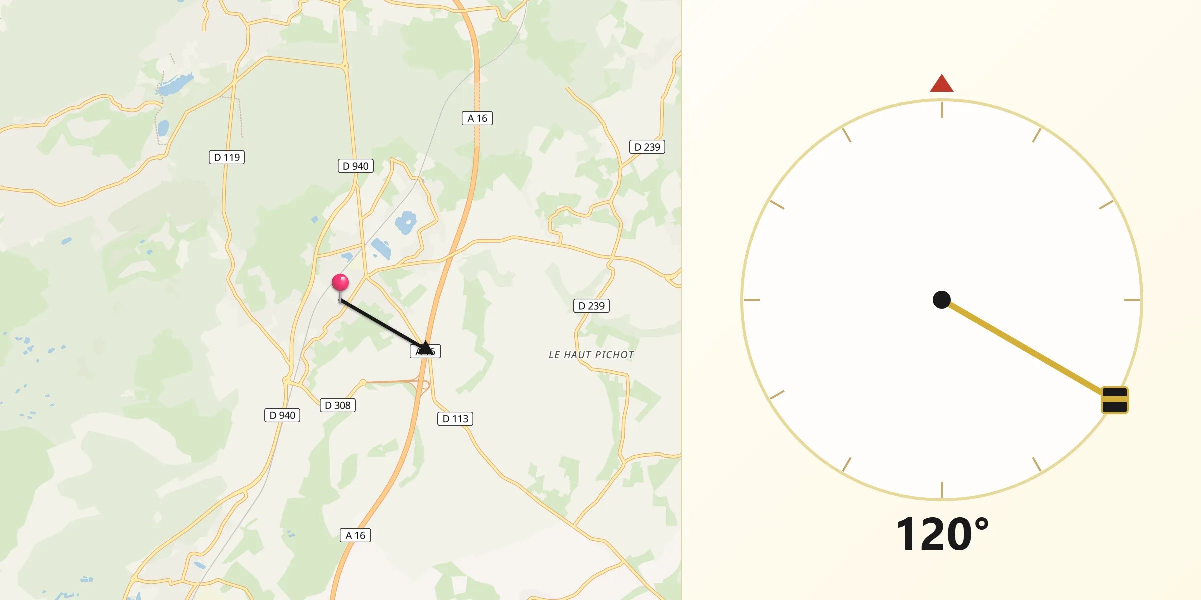 Direction vers la Qibla depuis Neufchâtel-Hardelot