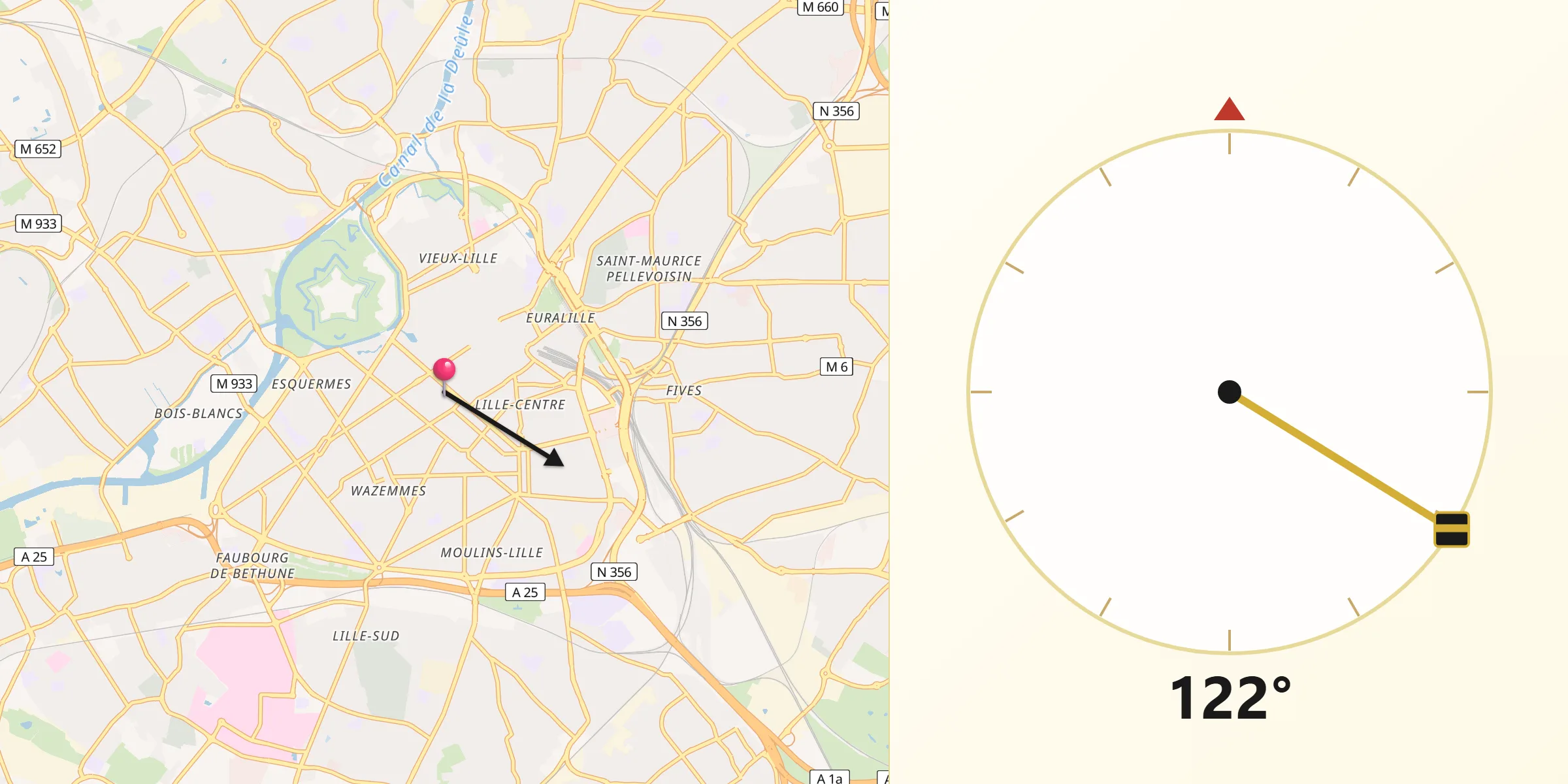 Direzione della Qibla da Lilla