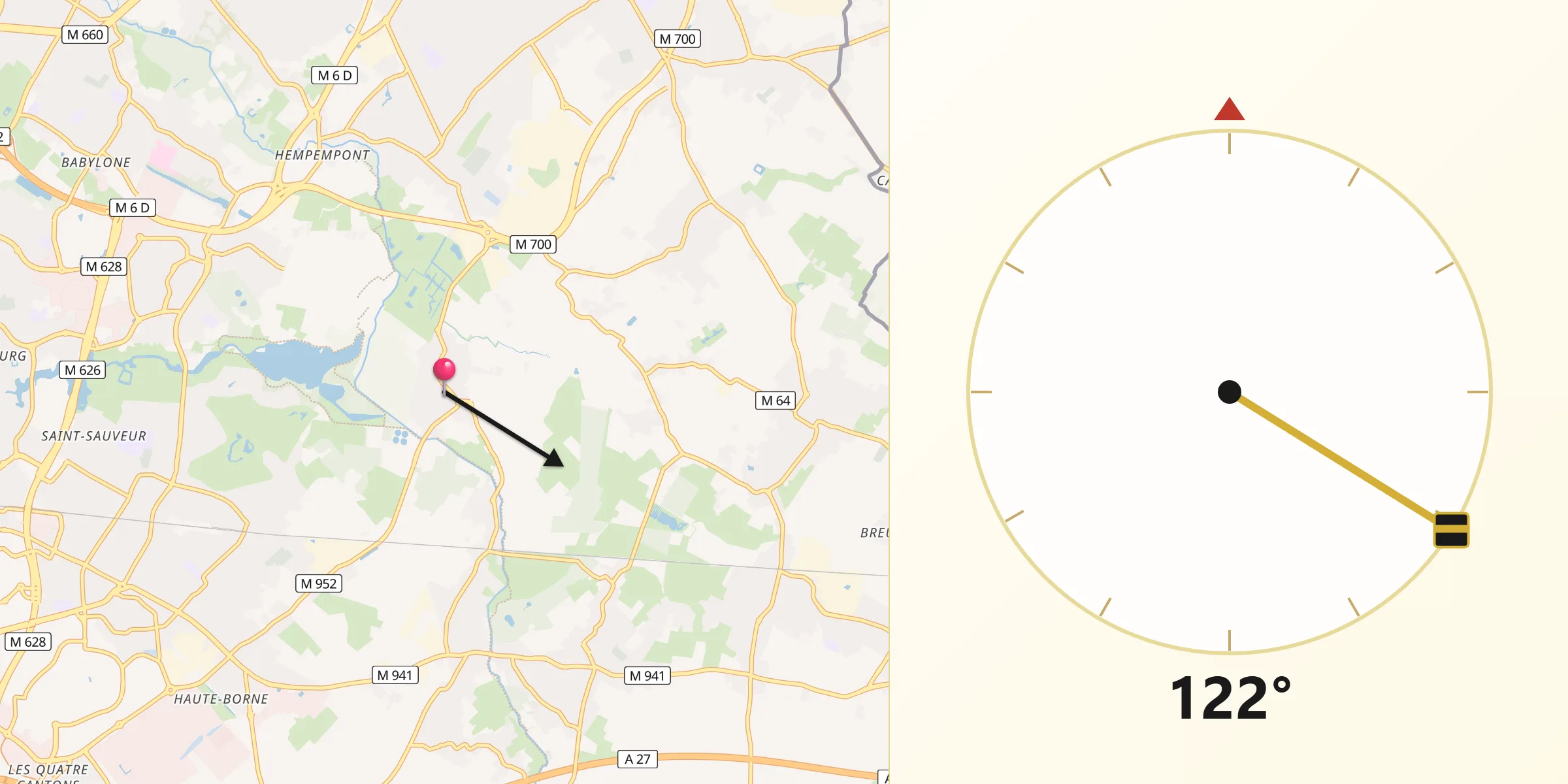 Direction vers la Qibla depuis Forest-sur-Marque