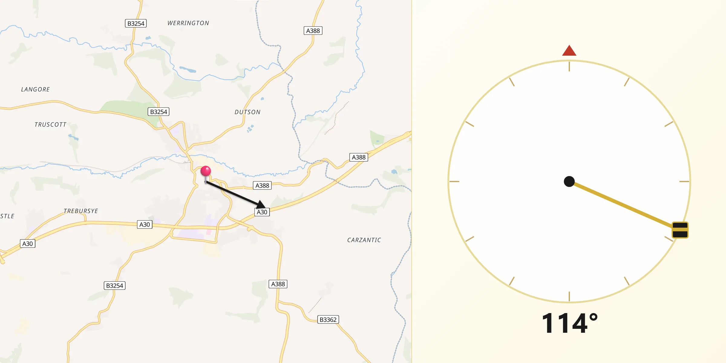 Qibla Direction from Launceston