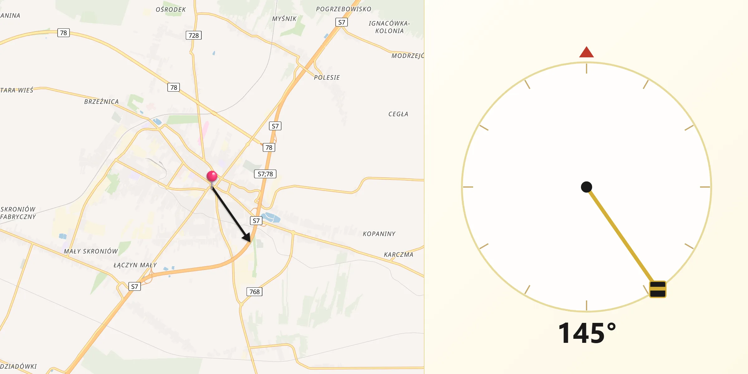 Kierunek Qibla z Jędrzejów